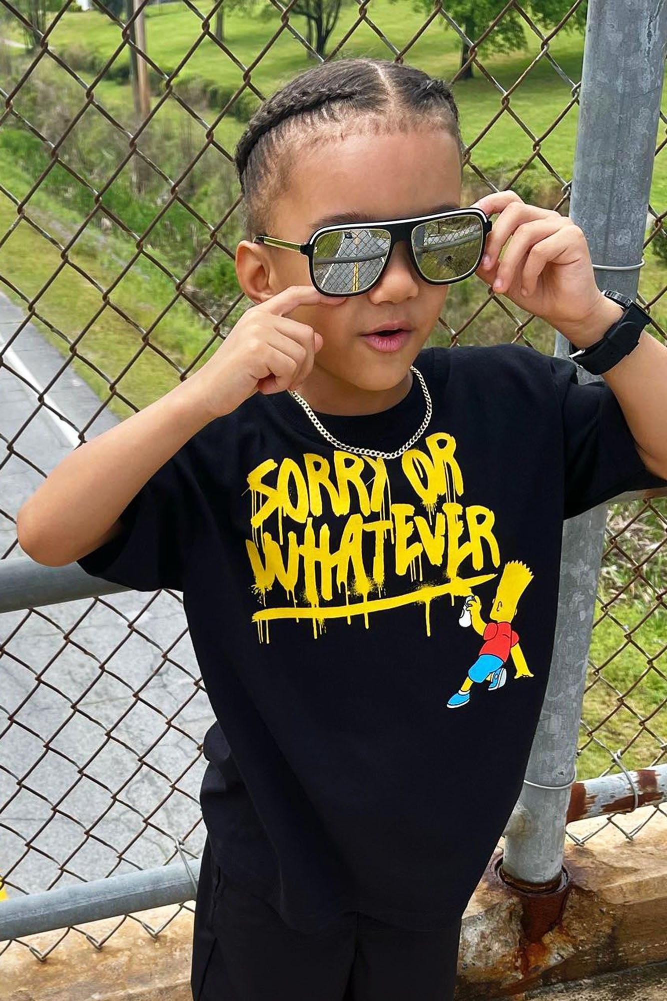 Mini Bart Simpson Sorry Tee - Black image 1