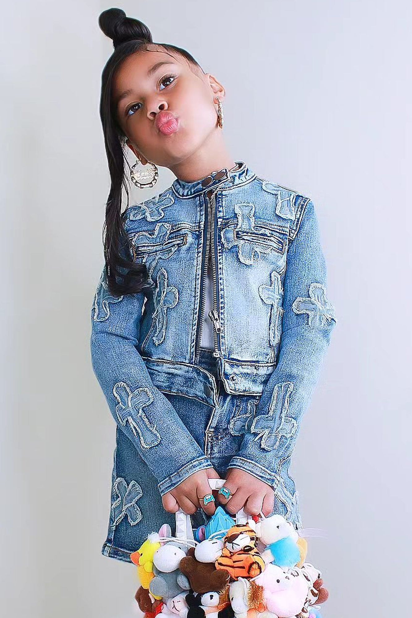 Mini Cross Your Mind Denim Jacket - Medium Wash image 1