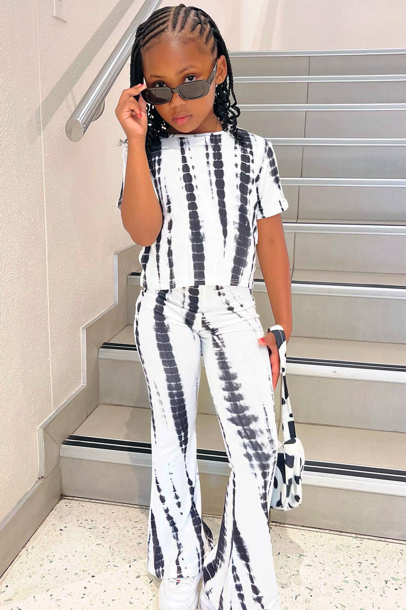 Mini Jazmin Flare Tie Dye Pant Set - White/combo image 1