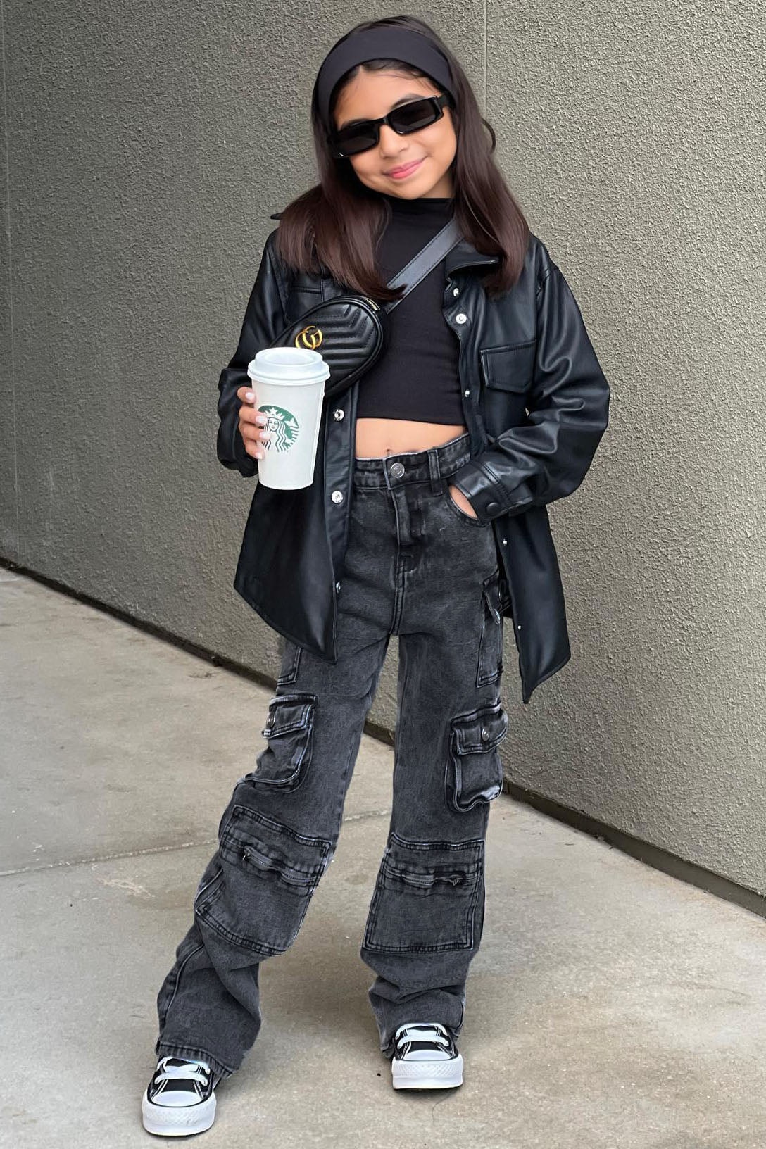 Mini Mad For You Cargo Jeans - Acid Wash Black image 1