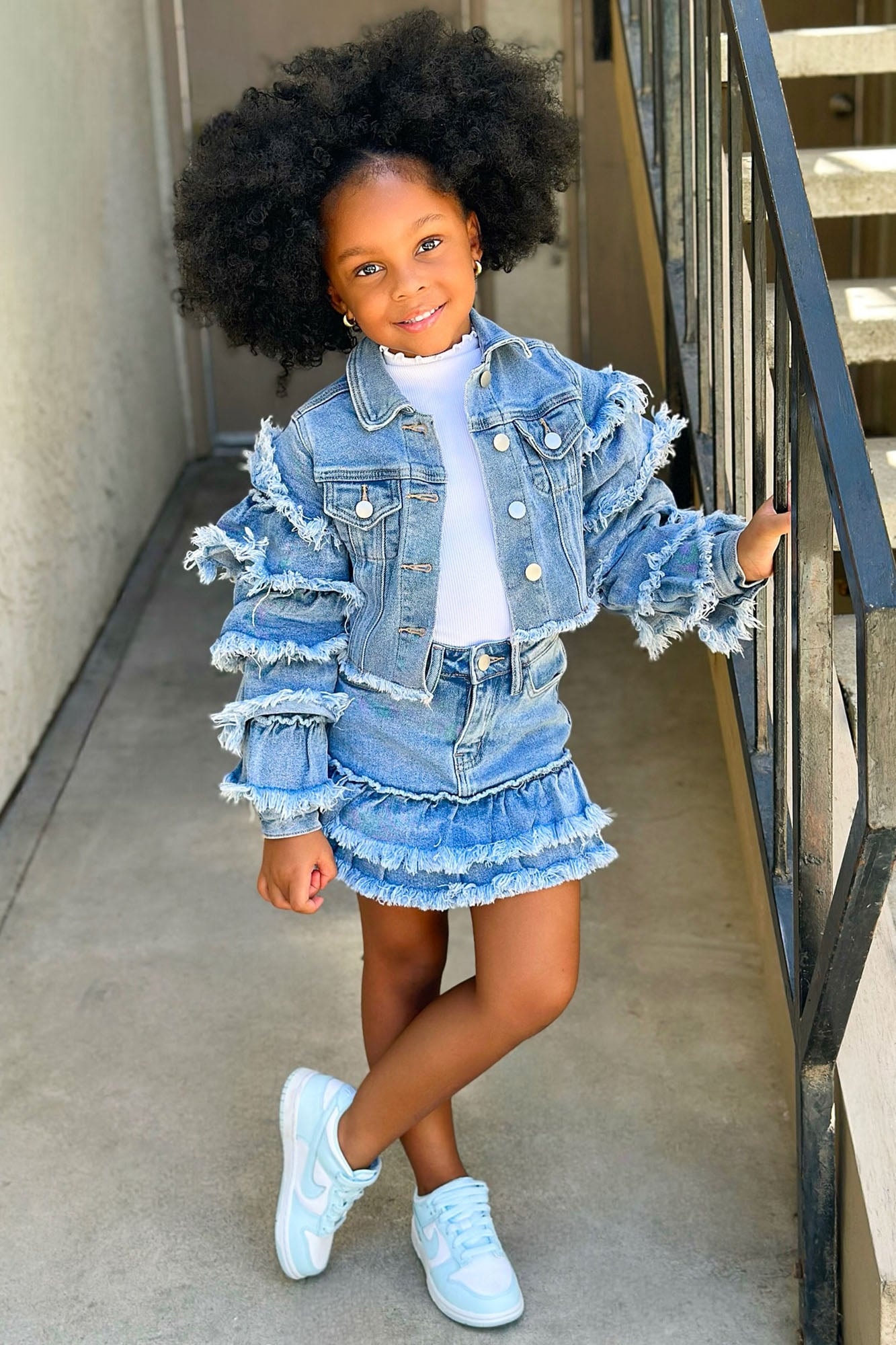 Mini Show You Off Denim Skort - Medium Blue Wash image 1