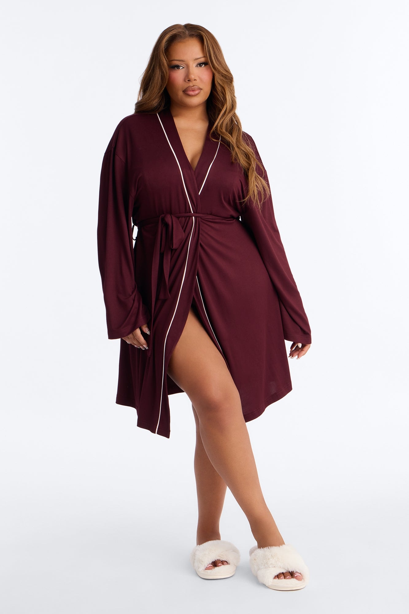 In the Morning PJ Robe - Burgundy image 1