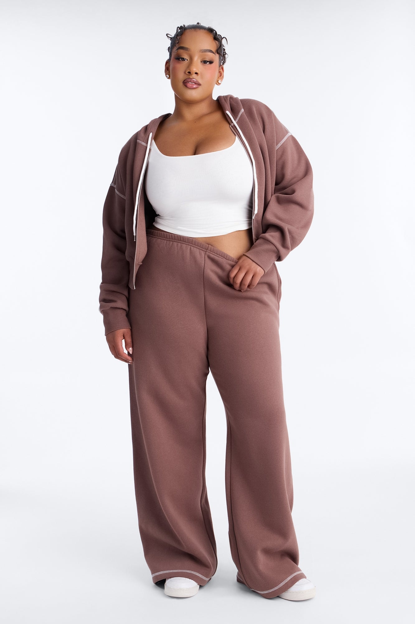 Sadie Fleece Pant Set - Mocha image 1