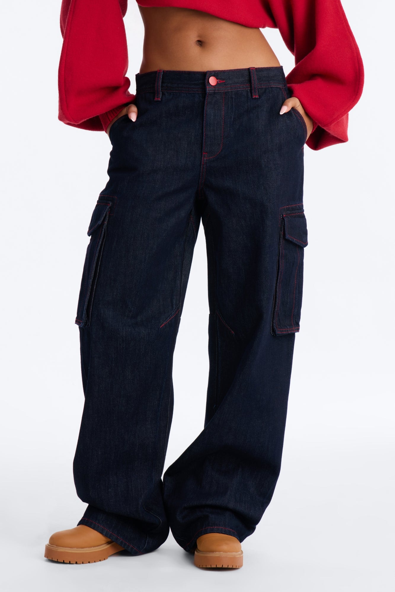 Code Red Cargo Wide Leg Jeans - Dark Denim image 1