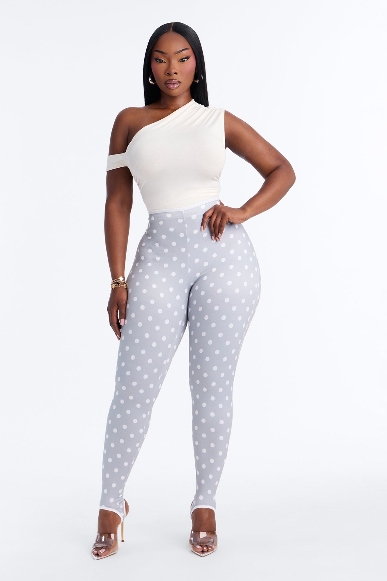 Selena Stirrup High Rise Printed Leggings - Grey/combo image 1