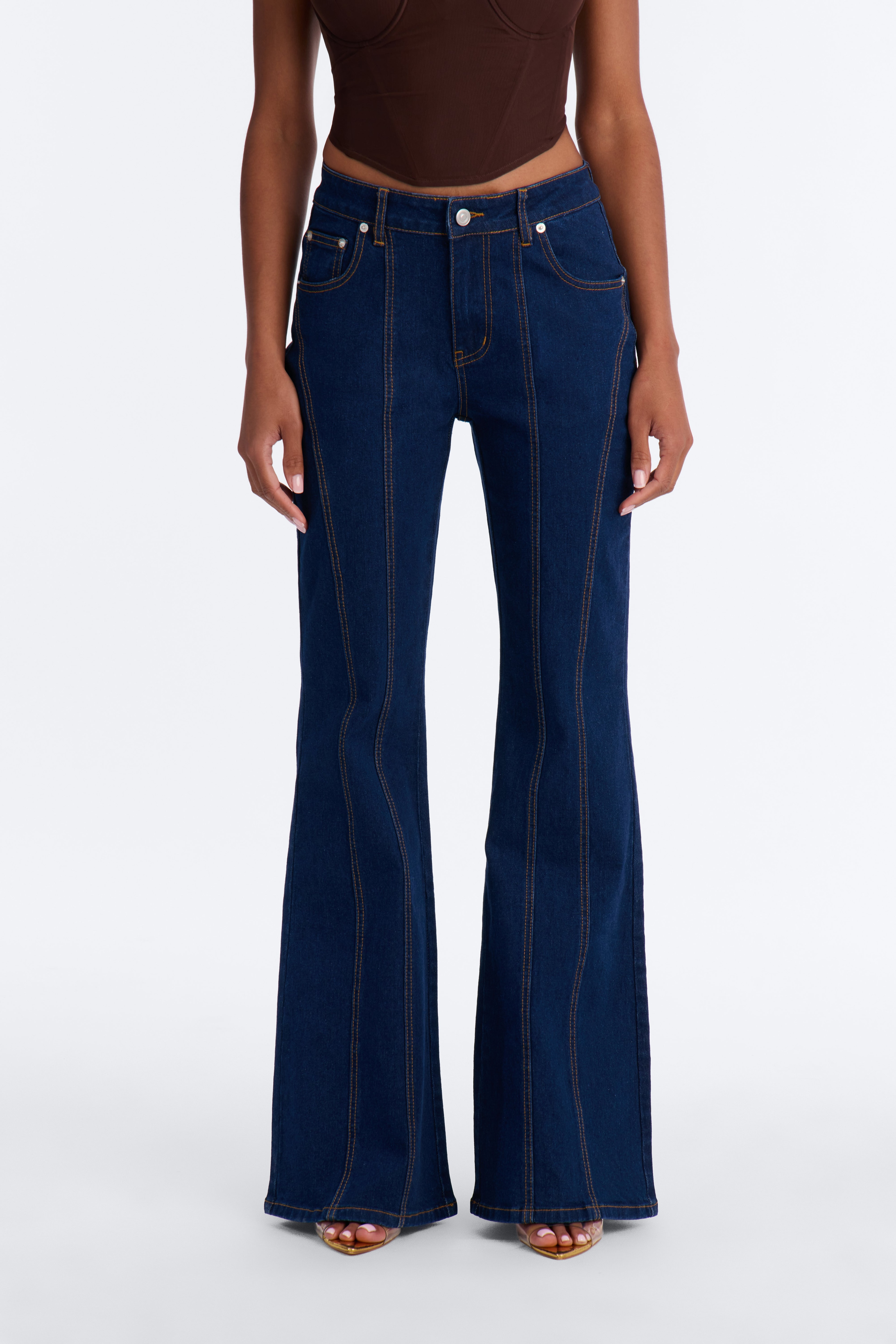 Long Way Home Stretch Flare Leg Jeans - Dark Denim image 1