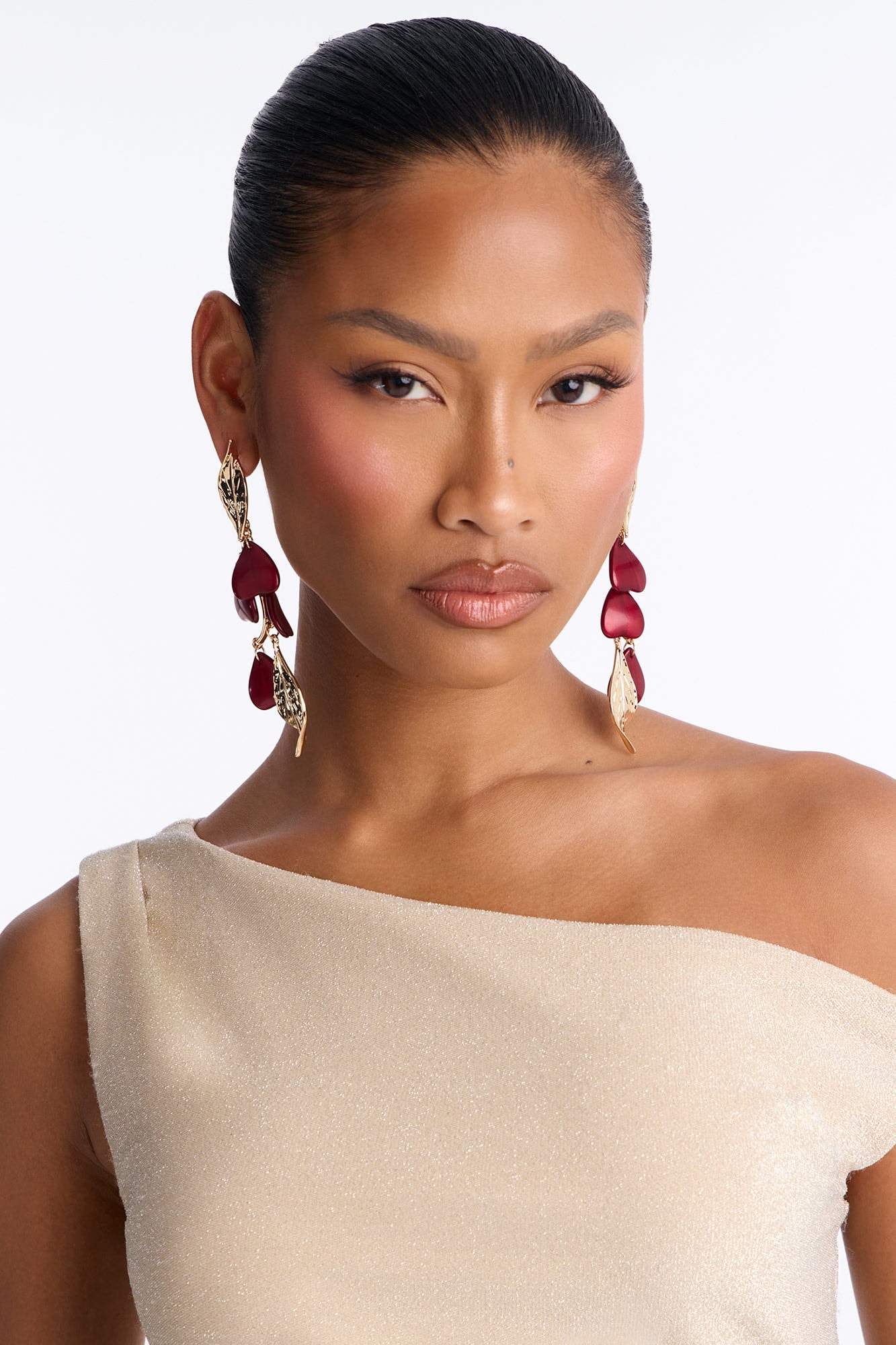 Golden Meadow Drop Earrings - Burgundy/combo image 1