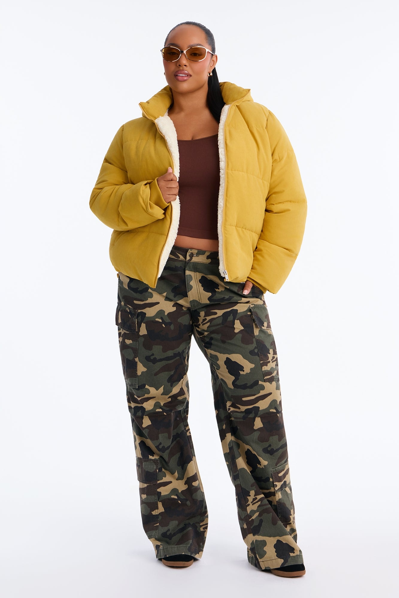 In The Middle Of The City Puffer Jacket - Mustard alternate