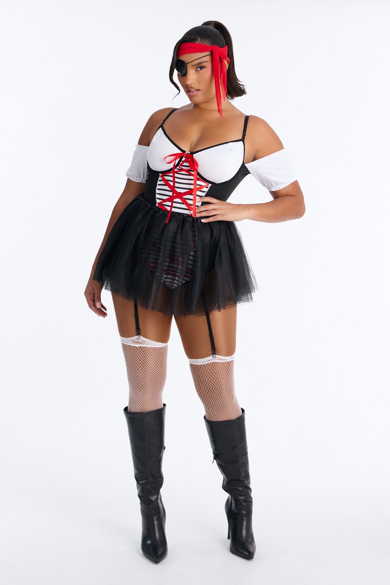 Out At Sea Pirate 4 Piece Costume Set - Black/combo image 1
