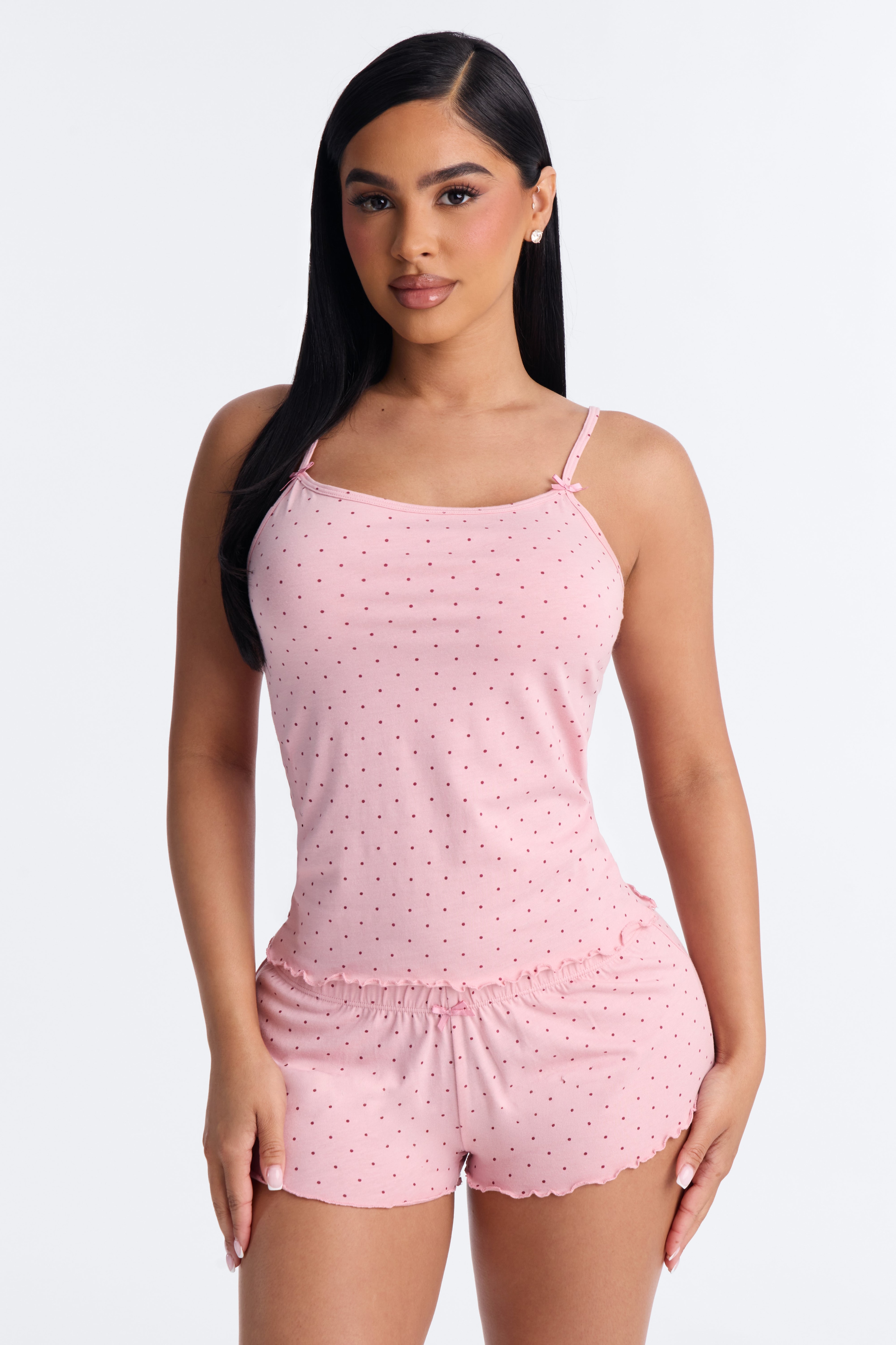 Sleepy Babe Bows PJ Short Set - Soft Pink image 1