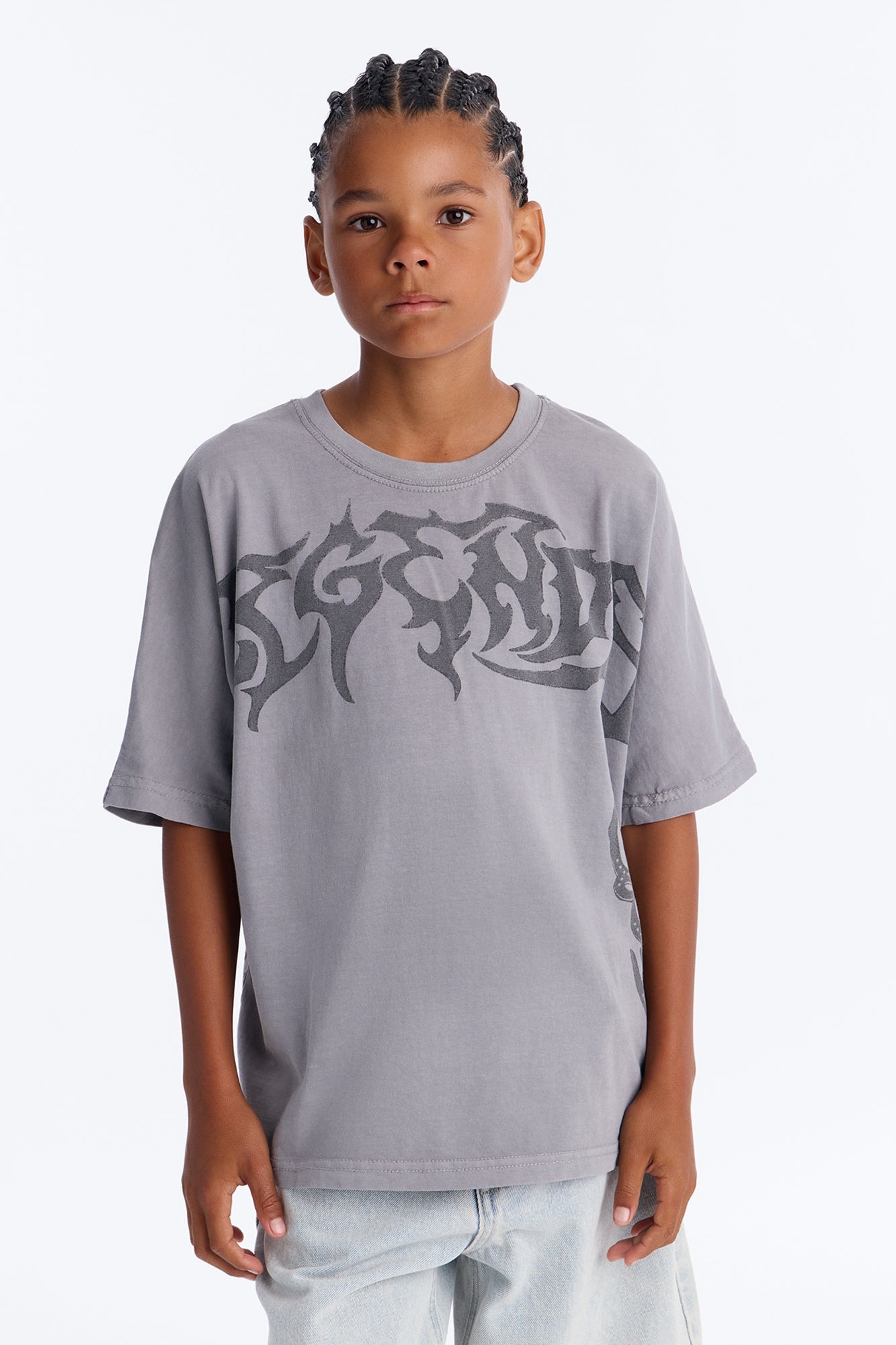 Mini Legendary Embroidery Short Sleeve Tee - Grey image 1