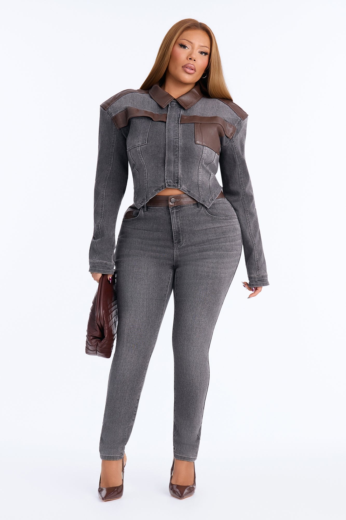 Power Stance High Rise Skinny Jeans - Grey image 1
