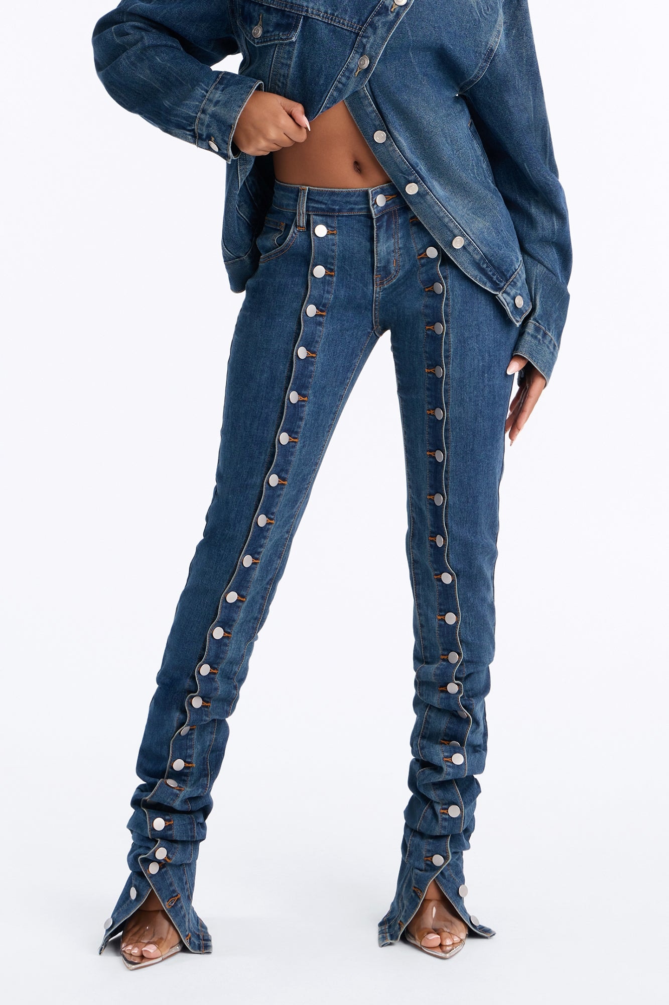 Lexington Low Rise Stacked Slim Straight Tall Jeans - Dark Wash image 1