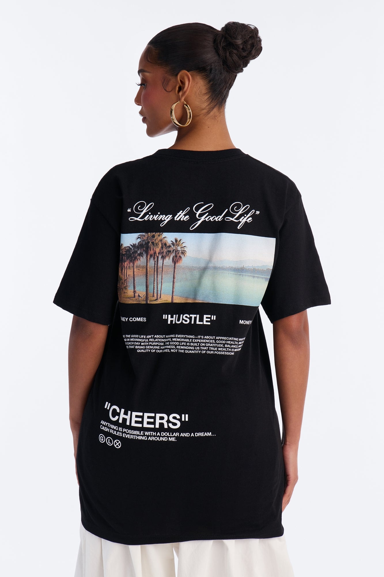 Living The Good Life Oversized Tee - Black image 1