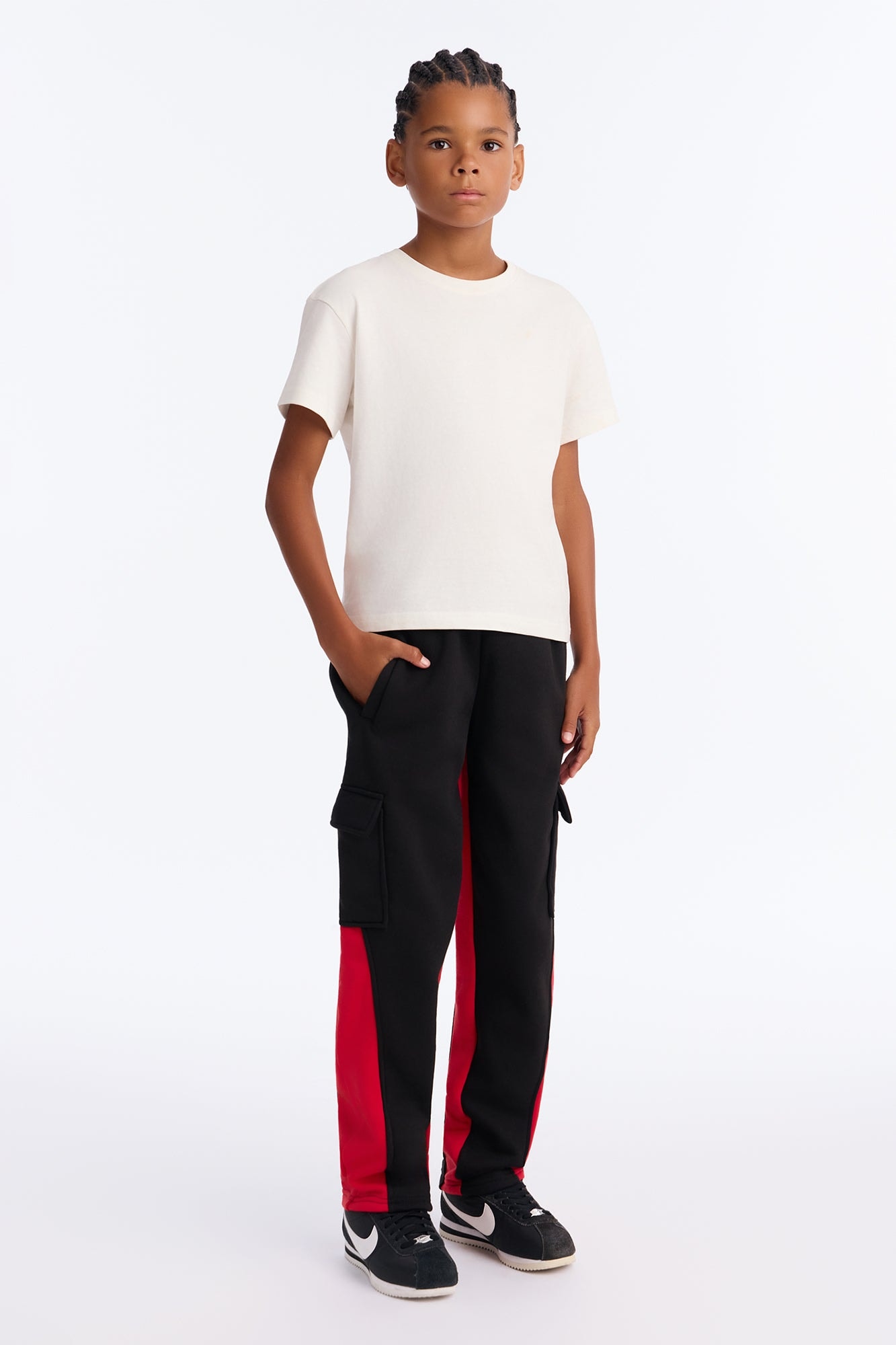 Mini Show A Little Cargo Flare Pant - Black/Red image 1