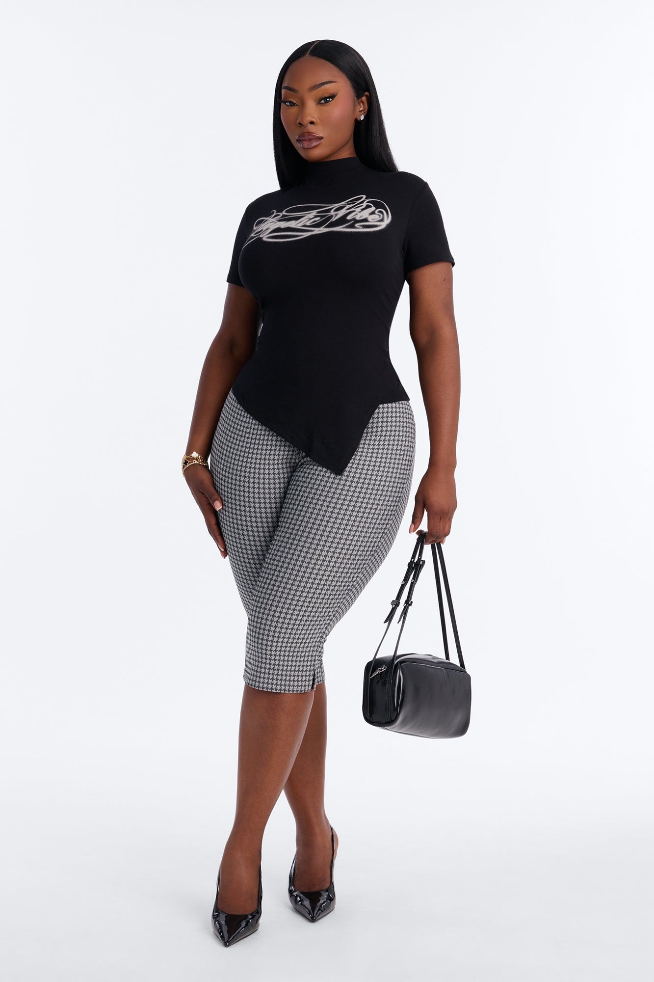 Angelic Vibes Asymmetrical Top - Black alternate