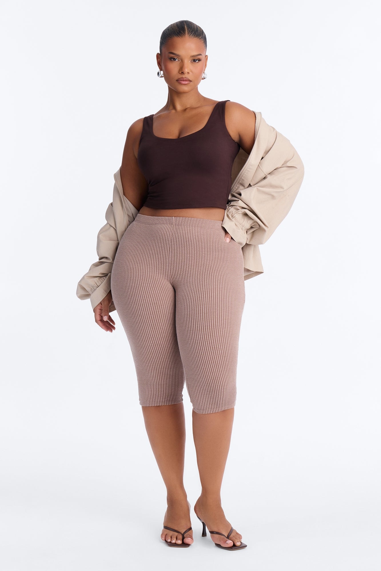 Roxie Low Rise Ribbed Capri Legging - Caffe image 1