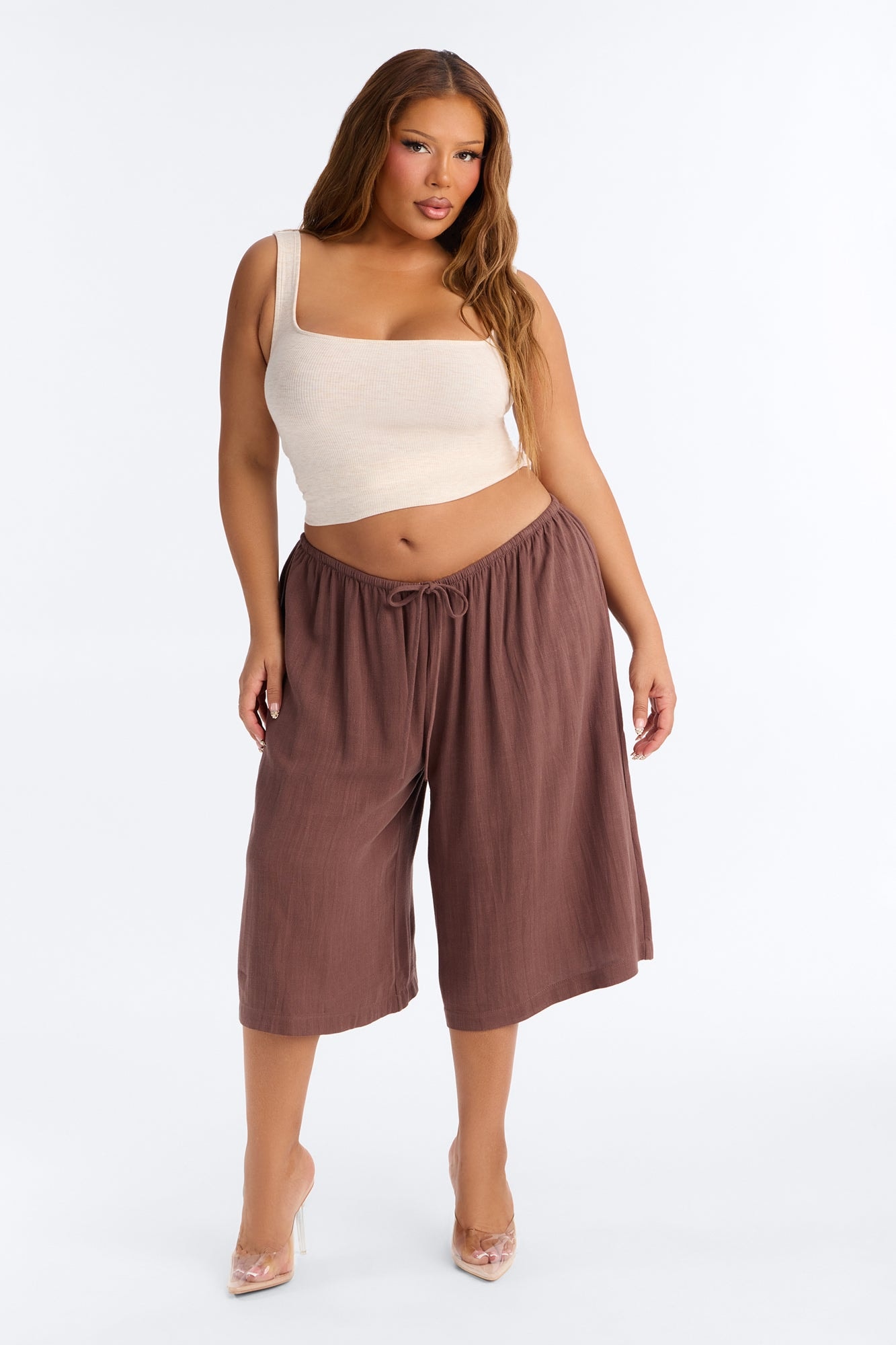 Avery Low Rise Linen Bermuda Short - Brown image 1