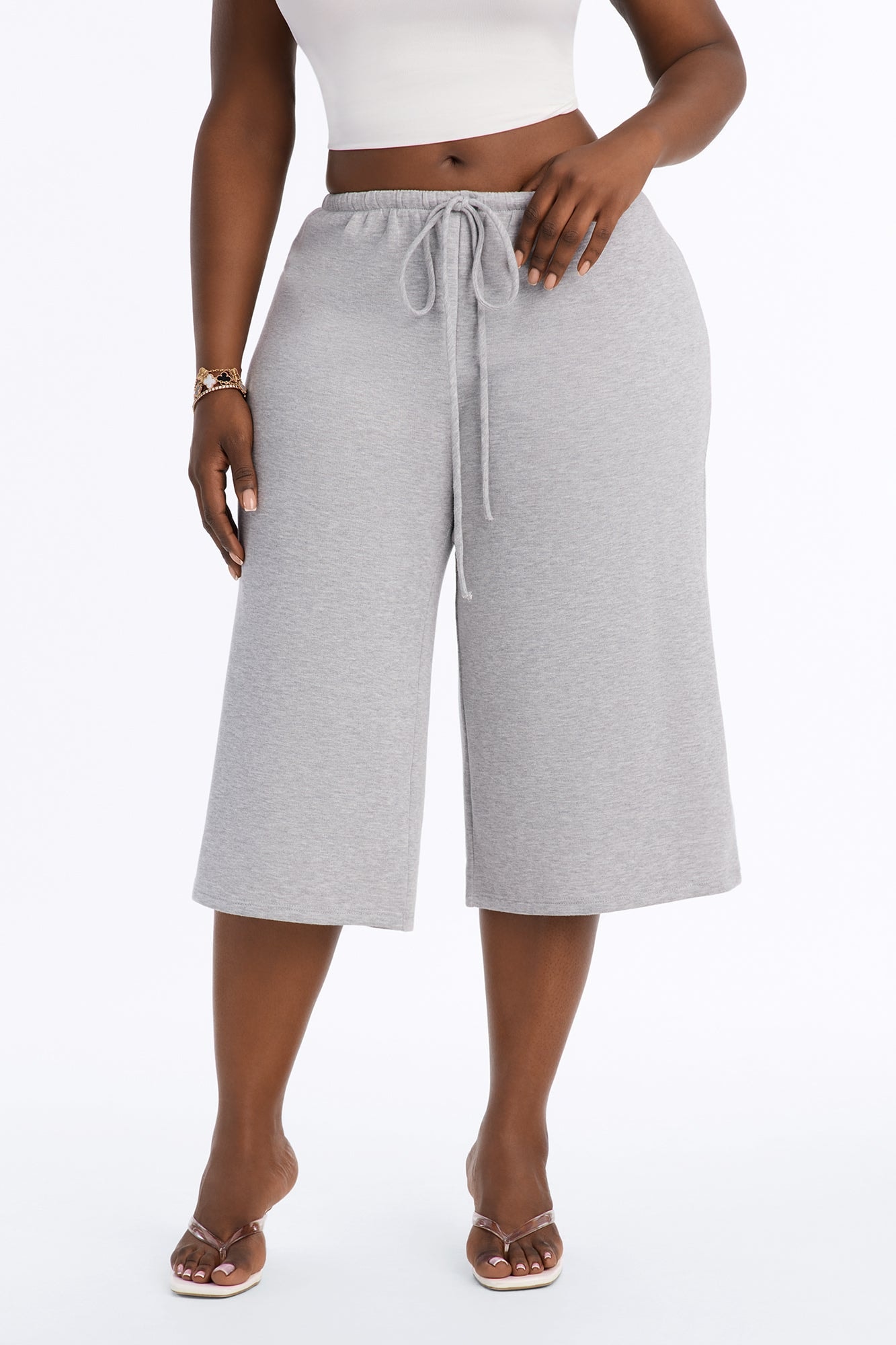Reese French Terry Long Lounge Short - Heather Grey image 1