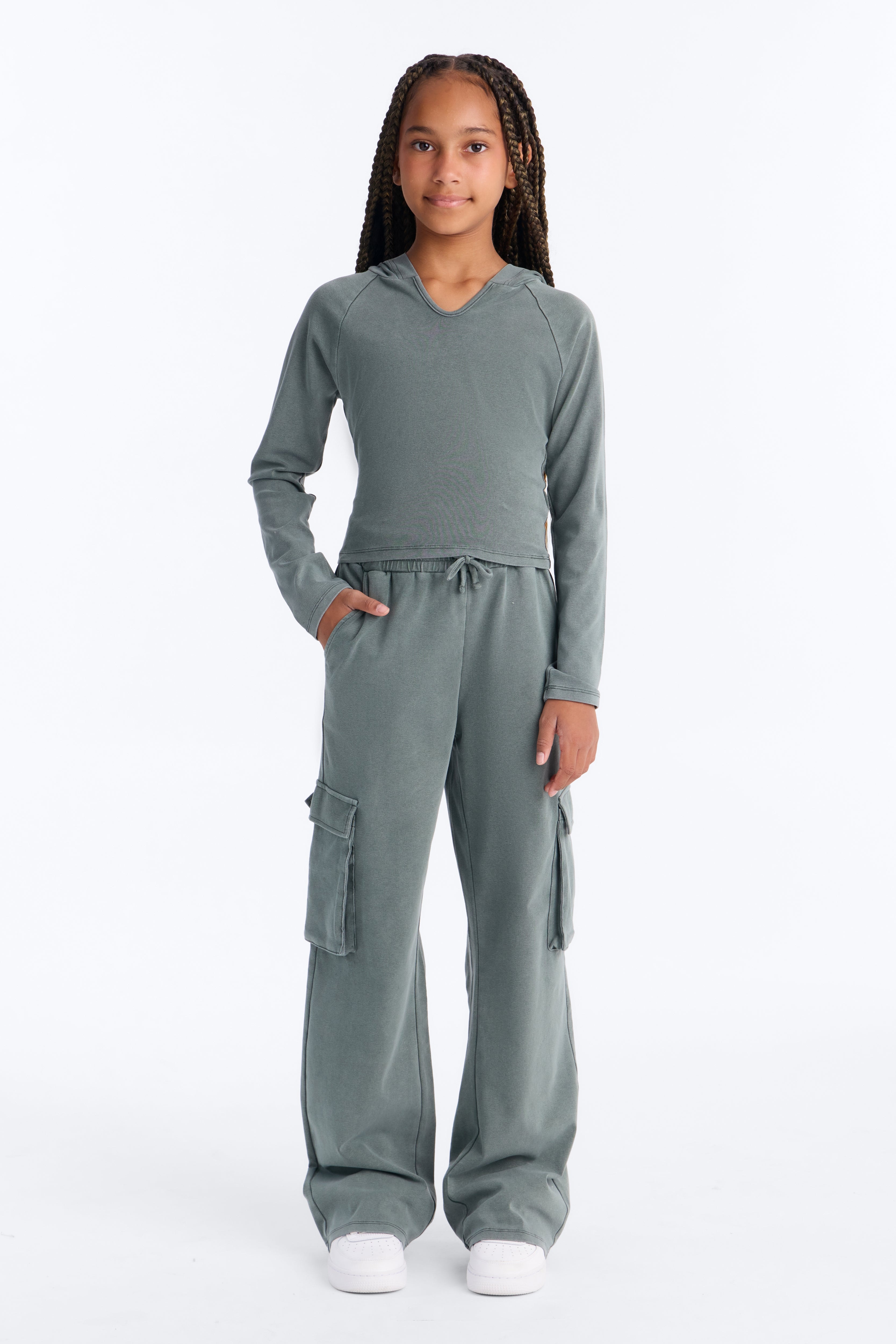 Mini Keep It Casual Washed Pant Set - Olive image 1