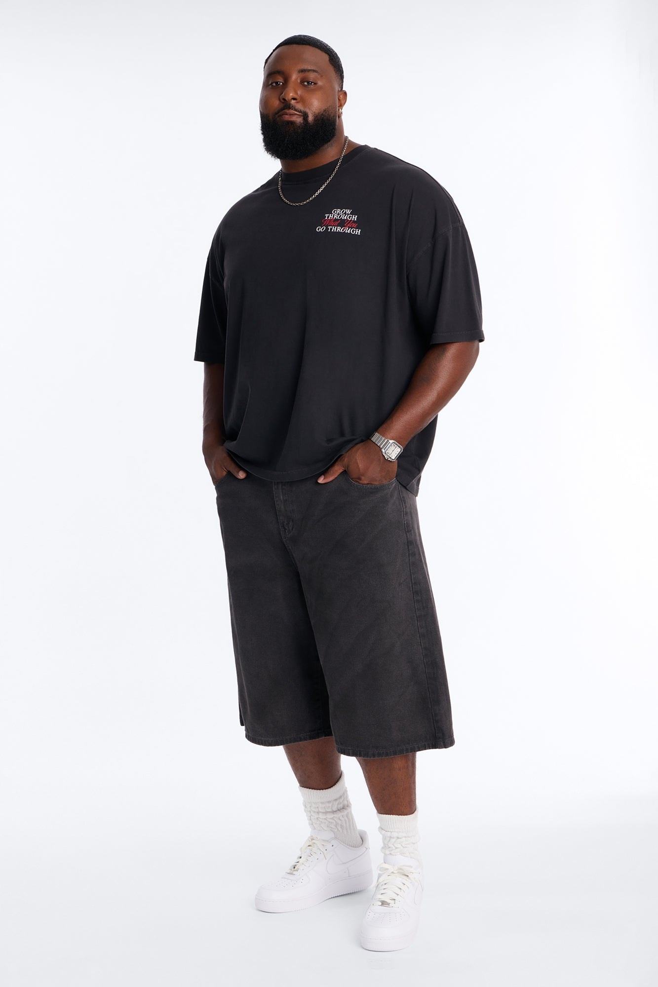 Grow Through What You Go Through Oversized Short Sleeve Tee - Black alternate
