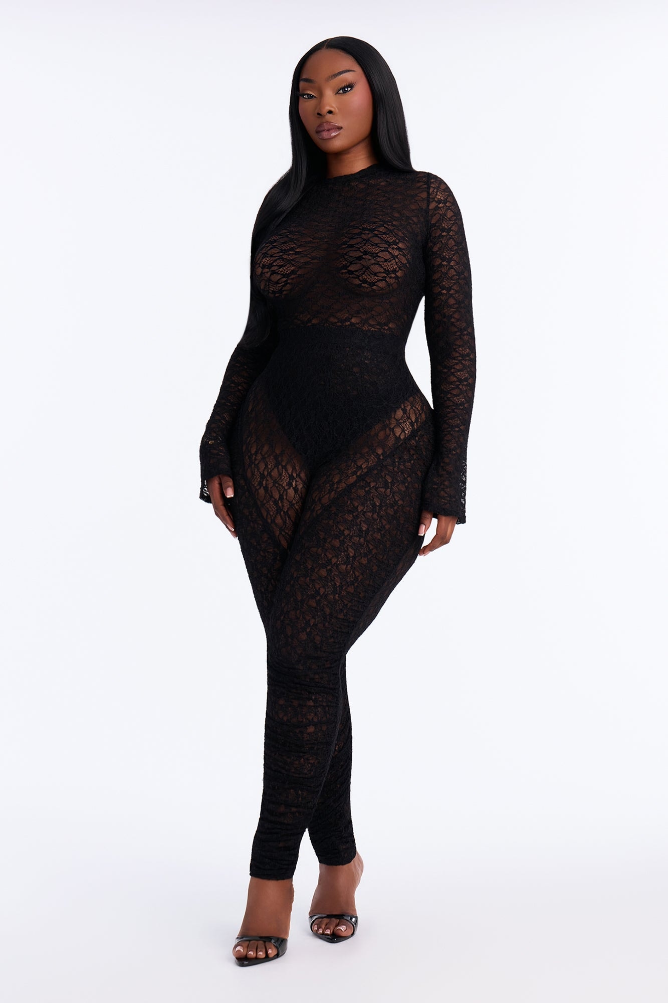 Fernanda Lace Bodysuit Pant Set - Black image 1