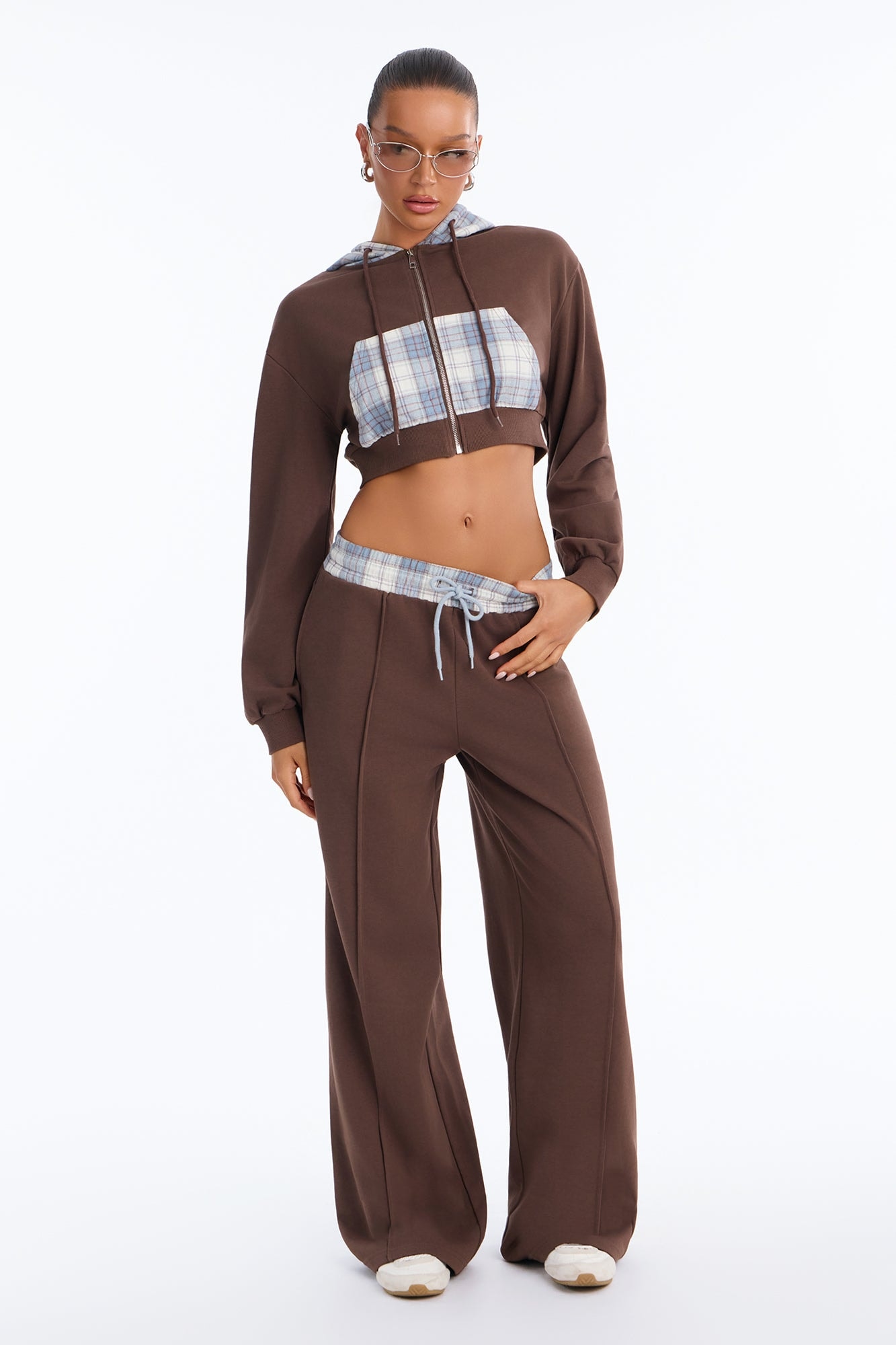 Plaid About It Pant Set - Chocolate image 1