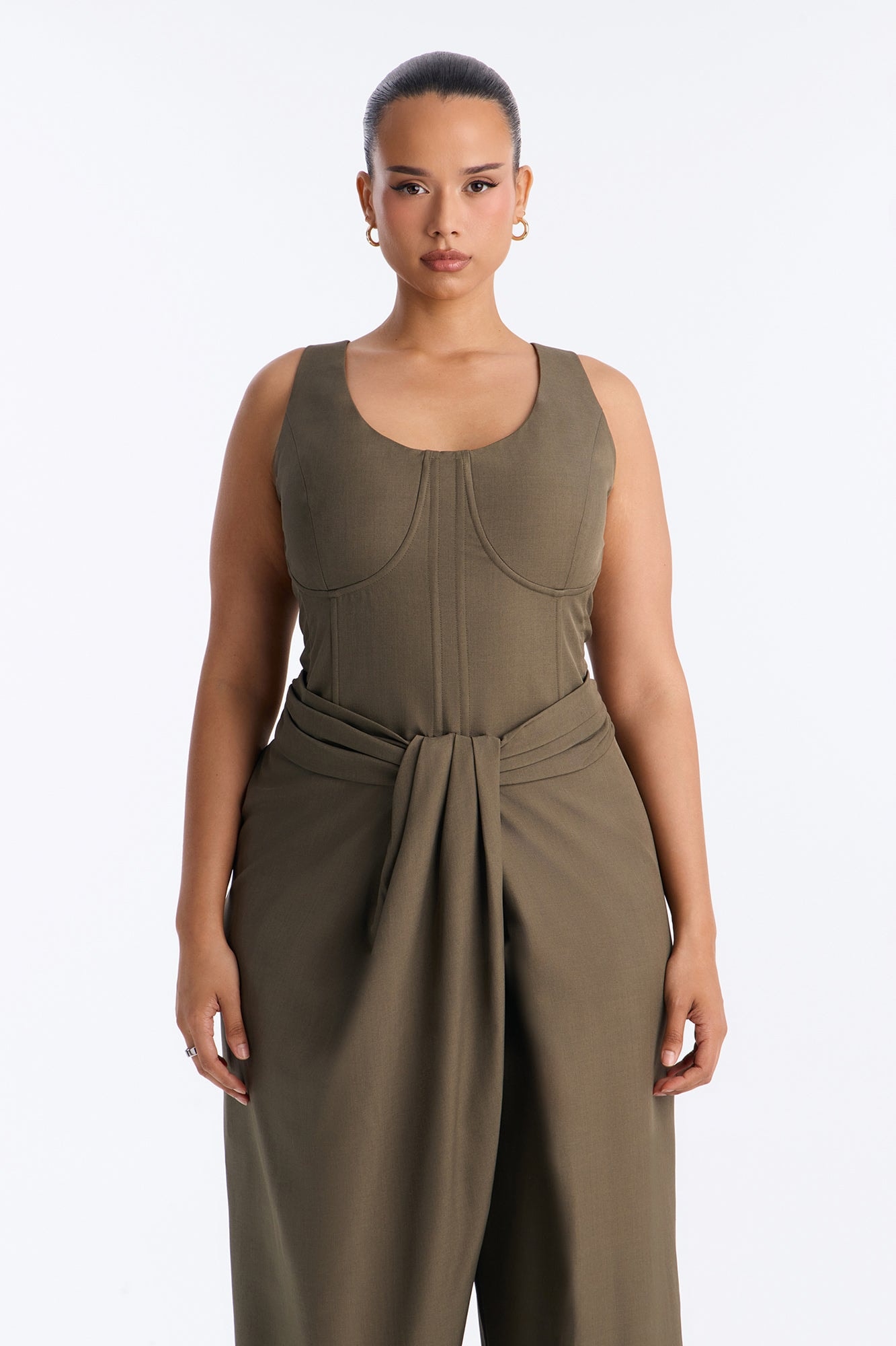 Jessa Twist Front Wide Leg Jumpsuit - Olive alternate