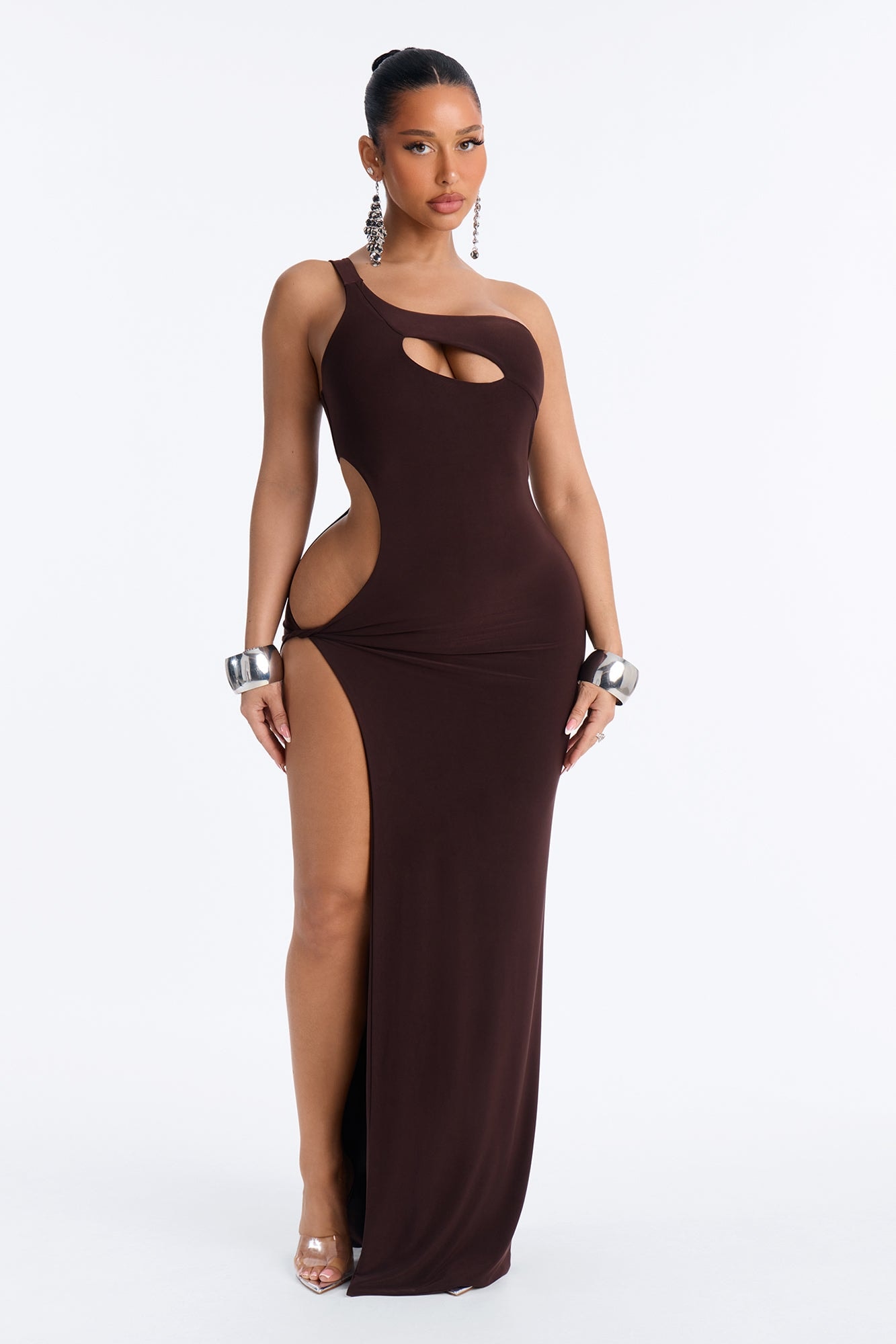 Alone With You Cut Out Maxi Dress - Chocolate image 1