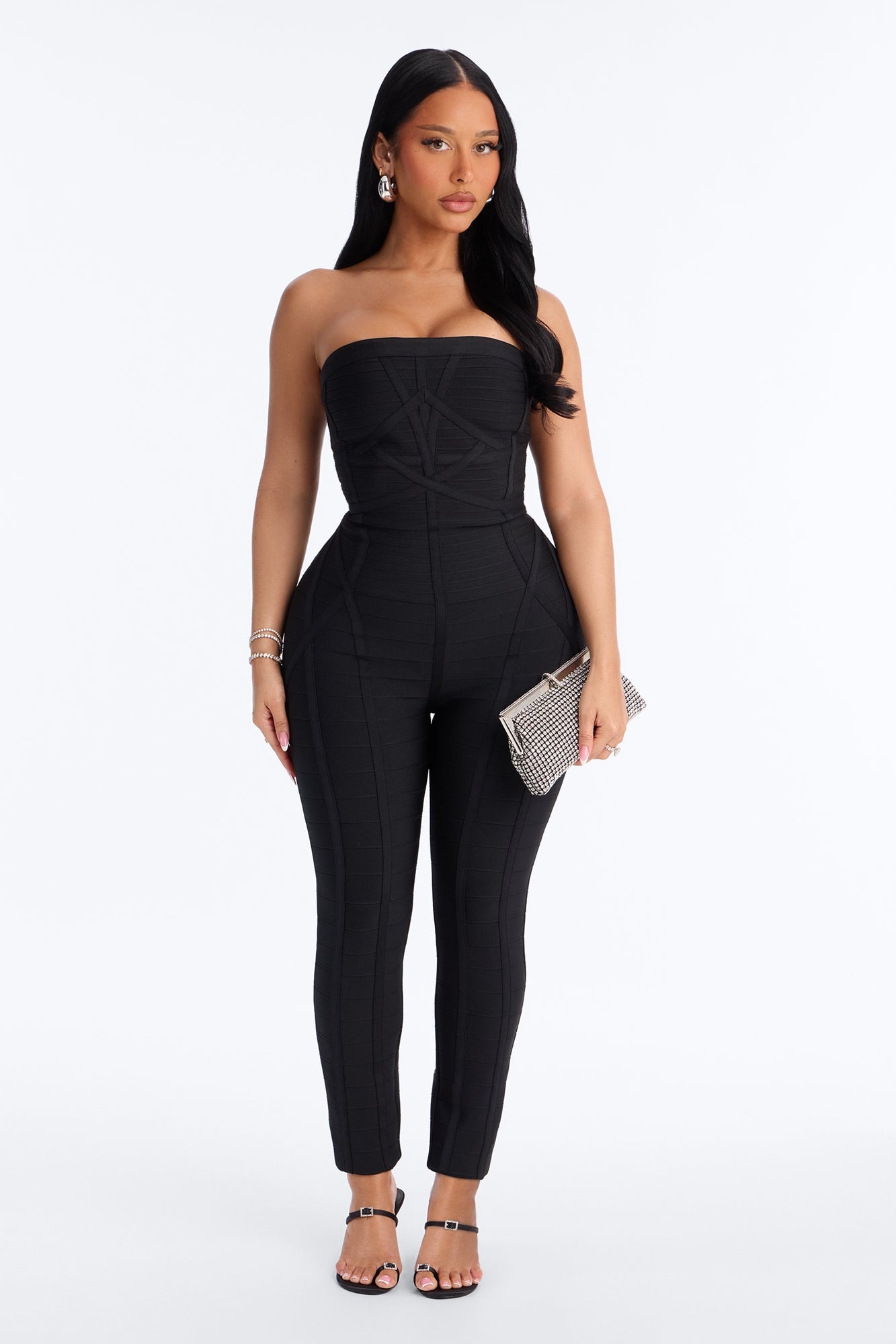 Amaya Bandage Skinny Leg Jumpsuit - Black image 1