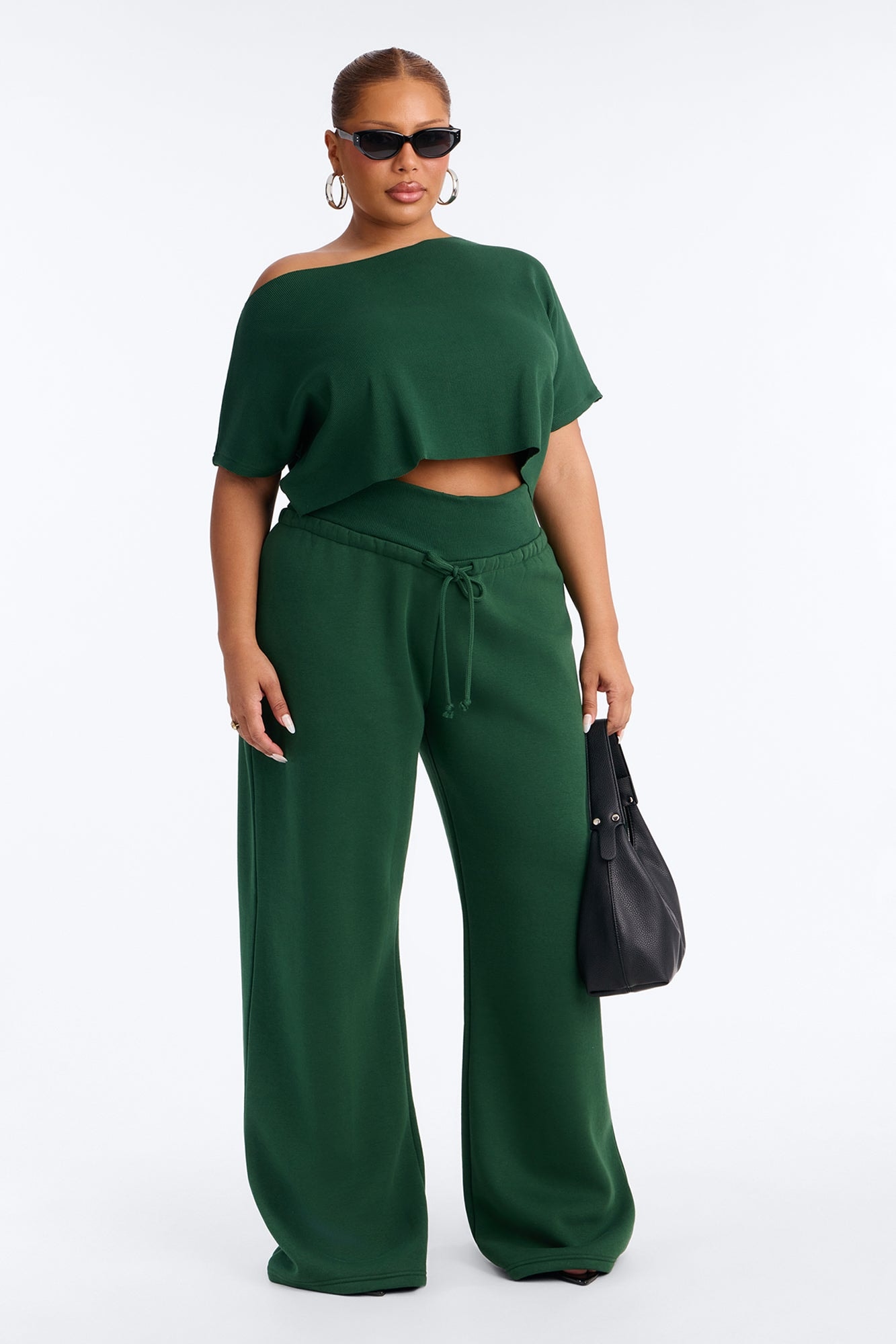 Mila Off Shoulder Top And Sweatpant Set - Hunter image 1