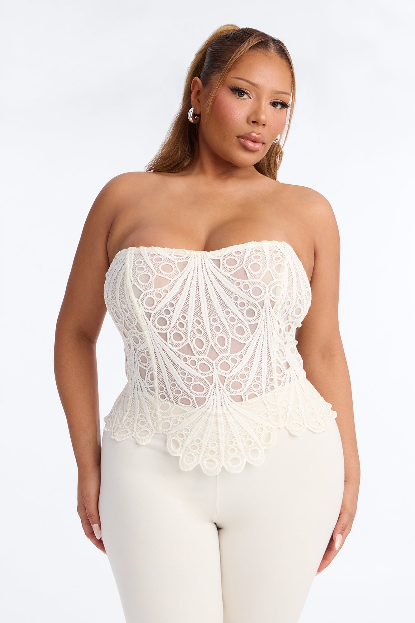 Salt Air Therapy Ombre Eyelet Corset - Ivory image 1