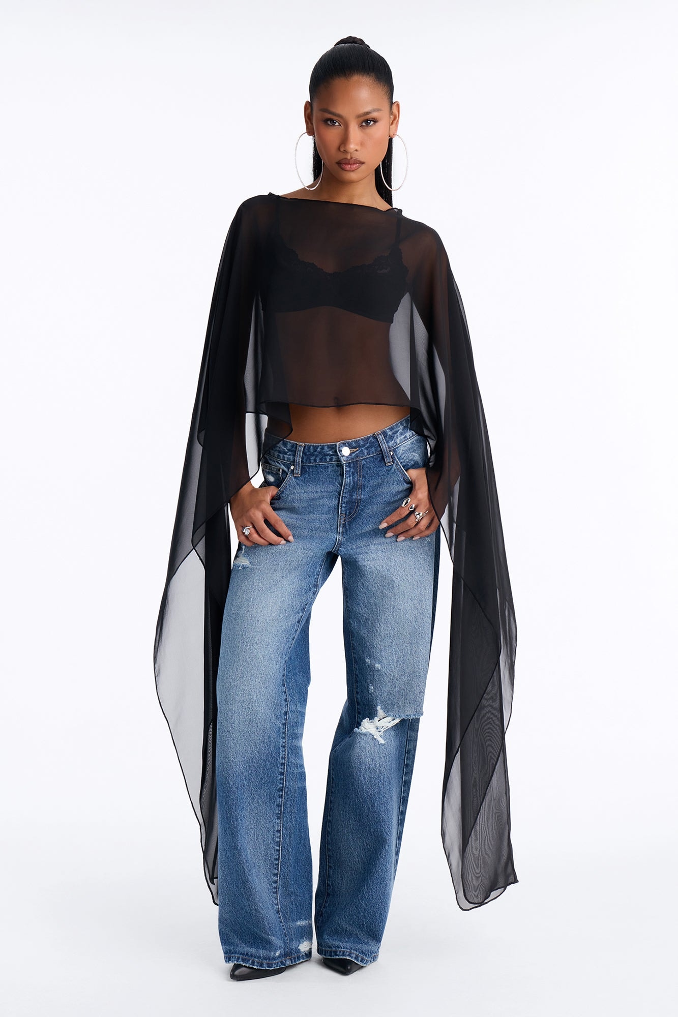 Always Extra Sheer Chiffon Blouse - Black image 1