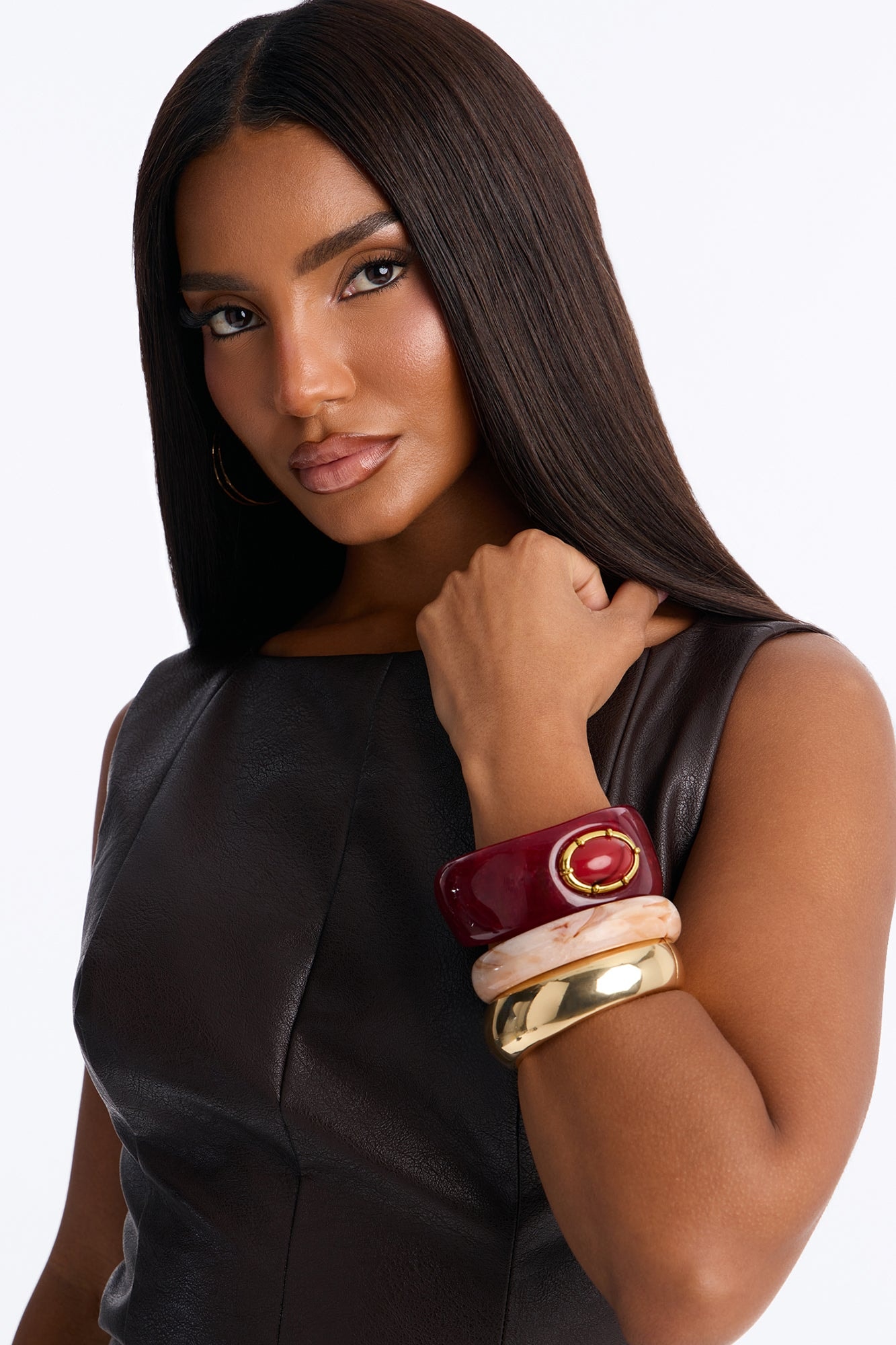 Prism 3 Piece Bracelet Set - Burgundy/combo image 1