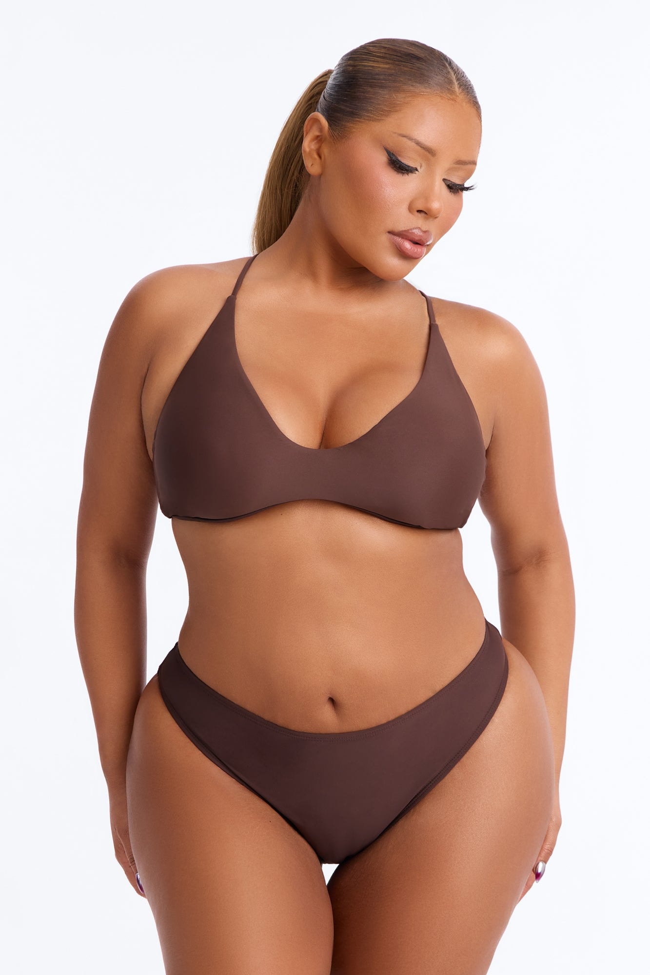Maui Mix And Match Scoop Bralette Bikini Top - Chocolate image 1