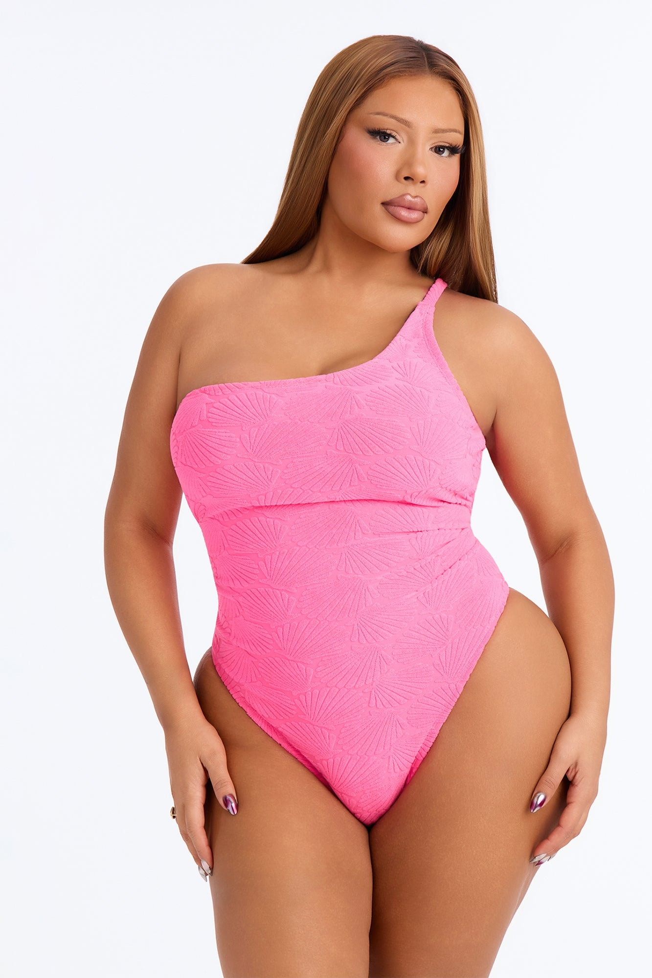 Danielle Terry Cloth 3 Piece Swim Short Set - Hot Pink alternate