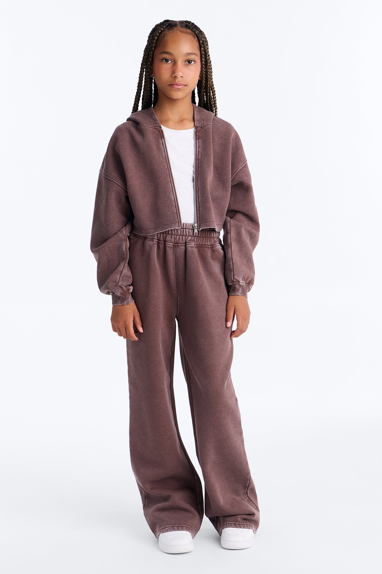 Mini On The Go Fleece Pant Set II - Chocolate image 1
