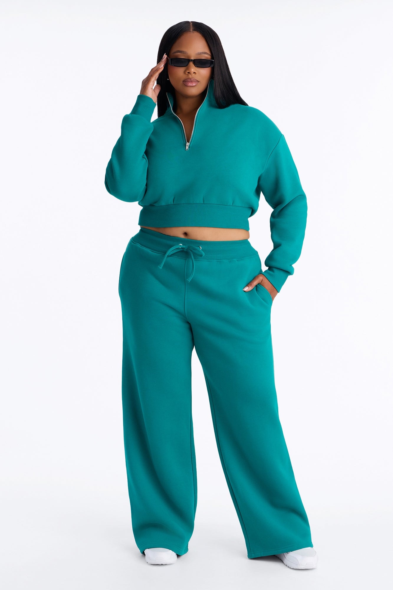 Chill In Style Quarter Zip Pant Set - Teal image 1