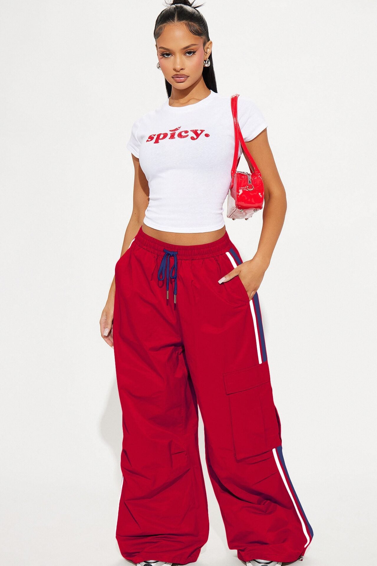 What She Said Windbreaker Track Pant - Red image 1