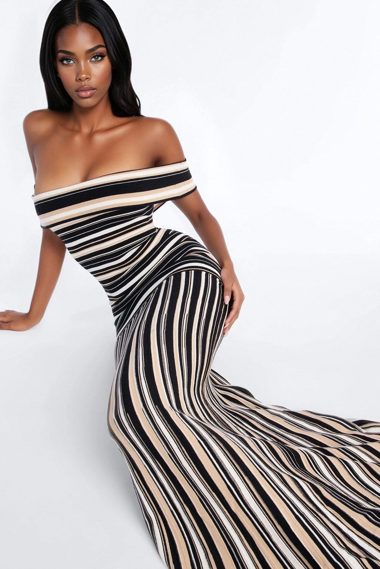 Kaitlyn Striped Sweater Maxi Dress - Black/combo image 1