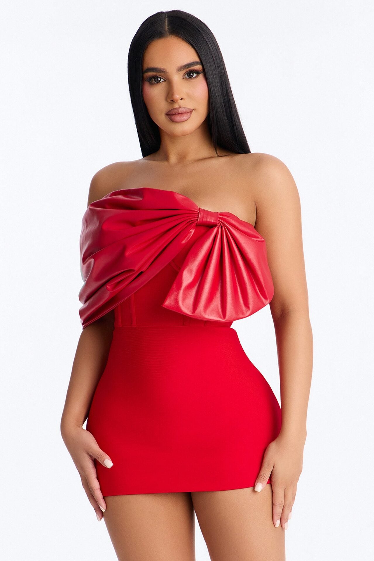 Betty Bow Bandage Mini Dress - Red image 1