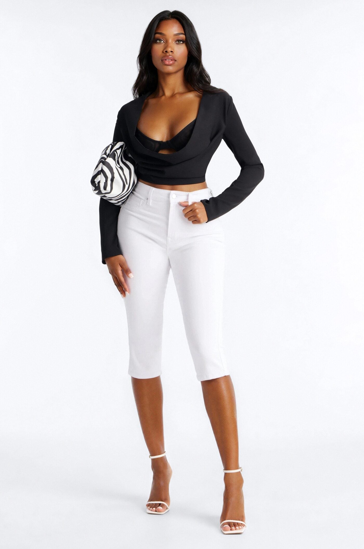 Tulsa Booty Lifting High Rise Stretch Capri Jeans - White image 1