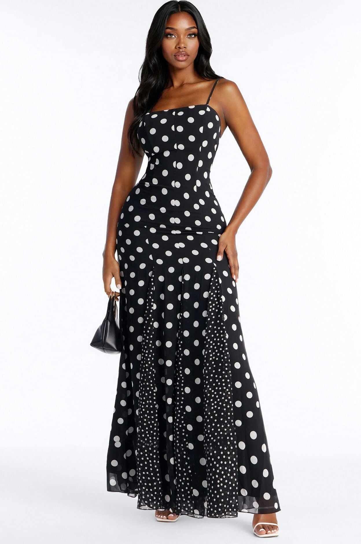 Polka Dot Darling Maxi Dress - Black/White image 1