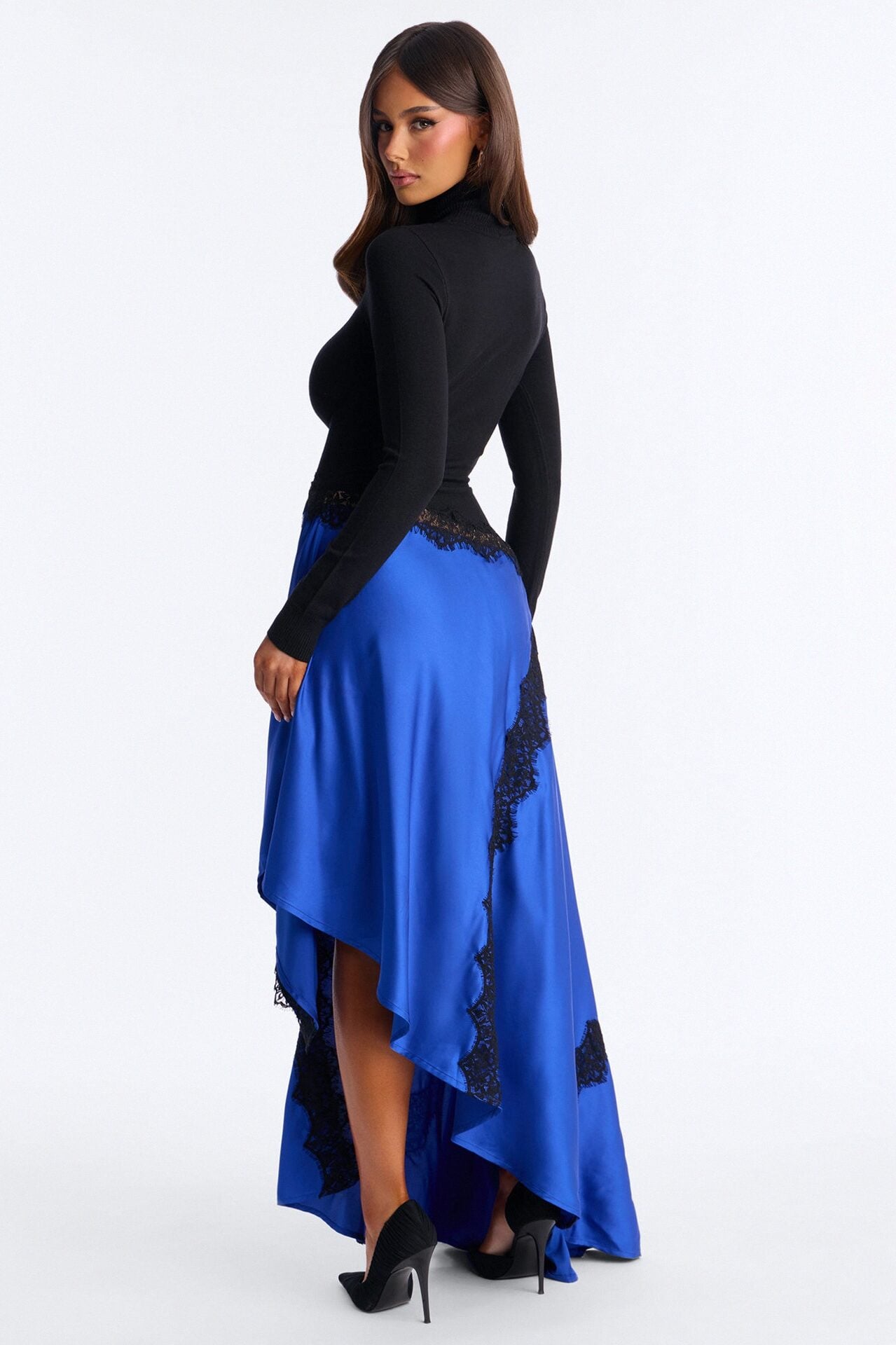 Marielle Lace Trim Maxi Dress - Black/Blue image 1