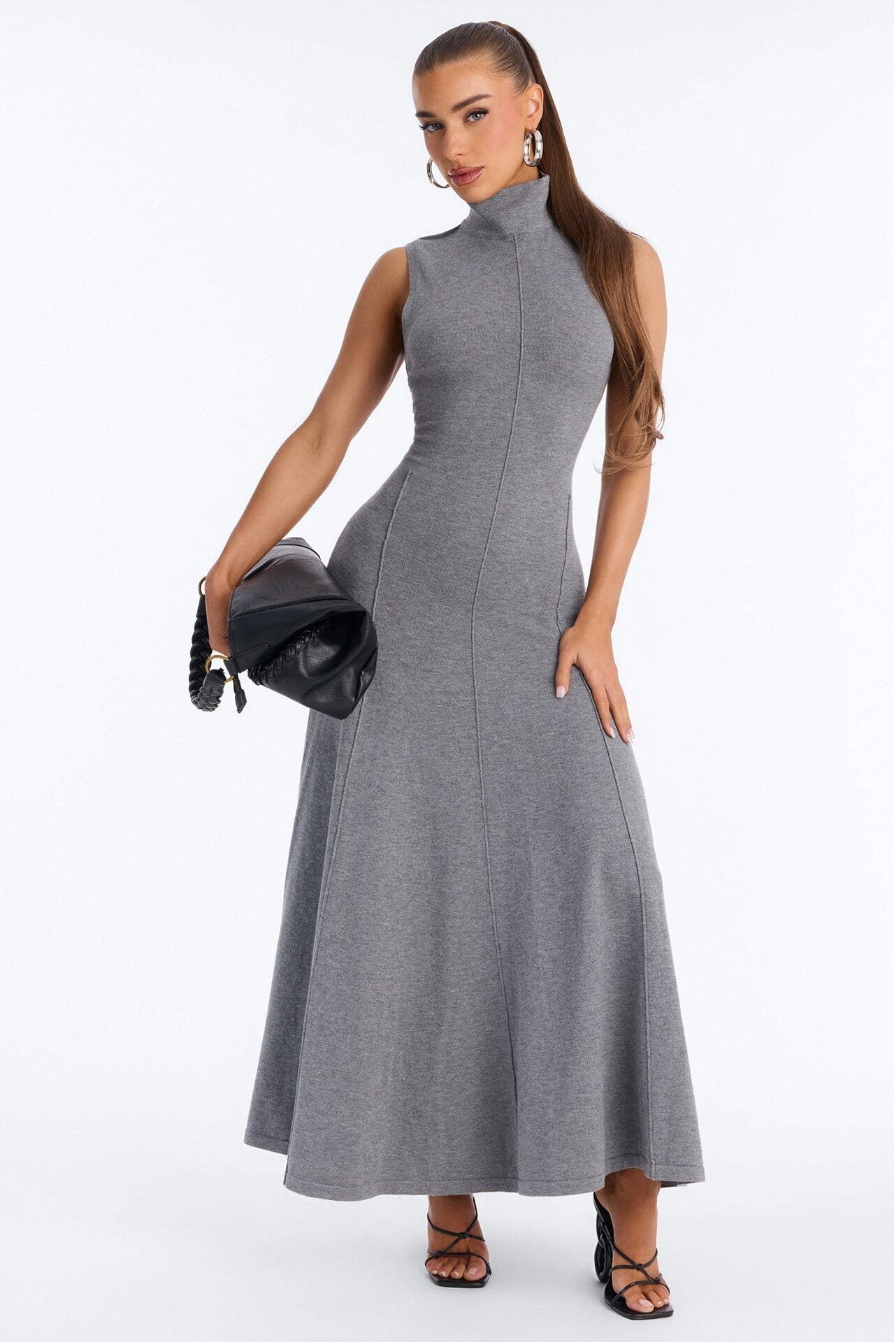 Solene Backless Sweater Maxi Dress - Charcoal image 1