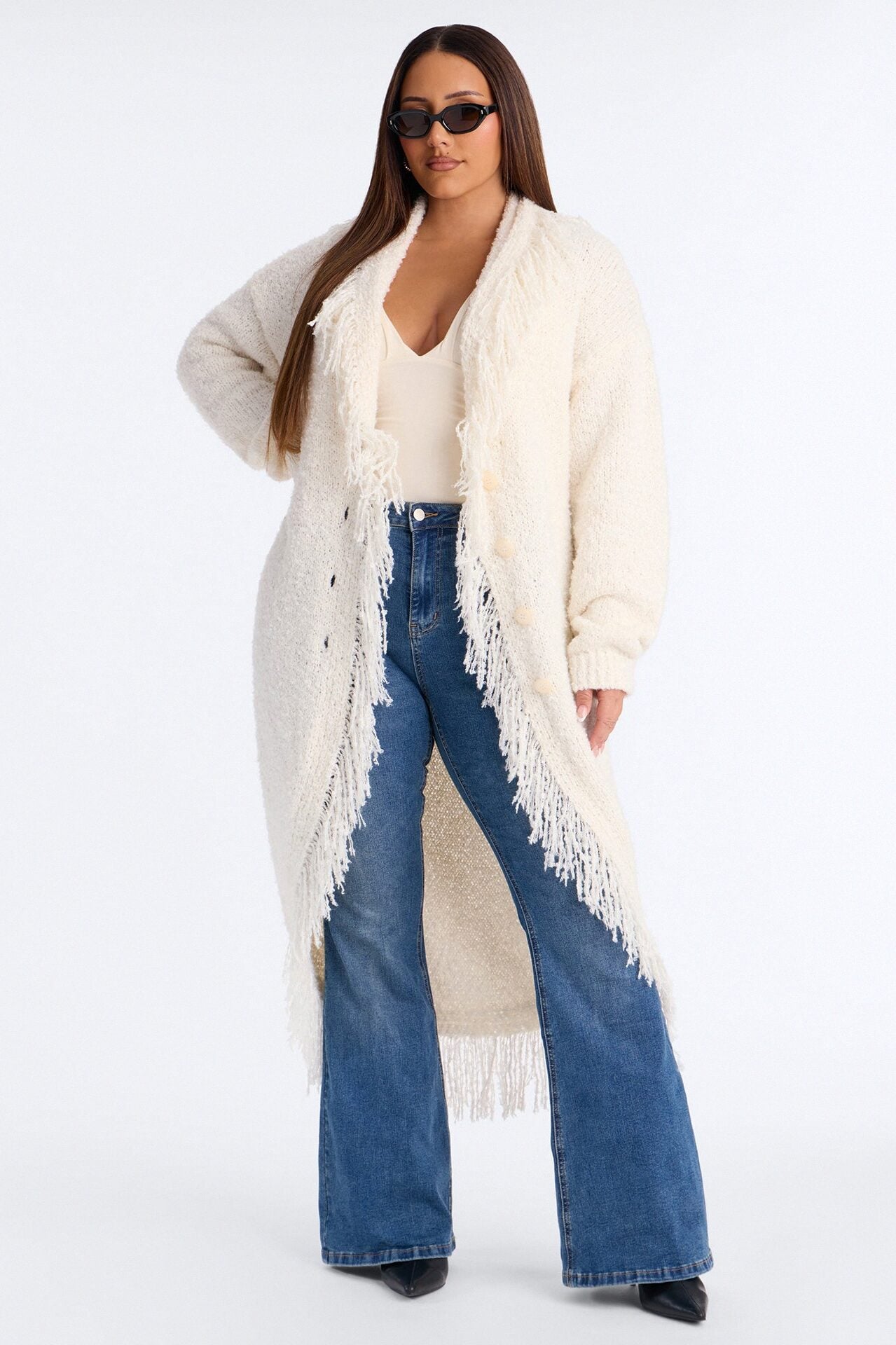 Fluffy Feelings Only Fringe Cardigan - Ivory image 1
