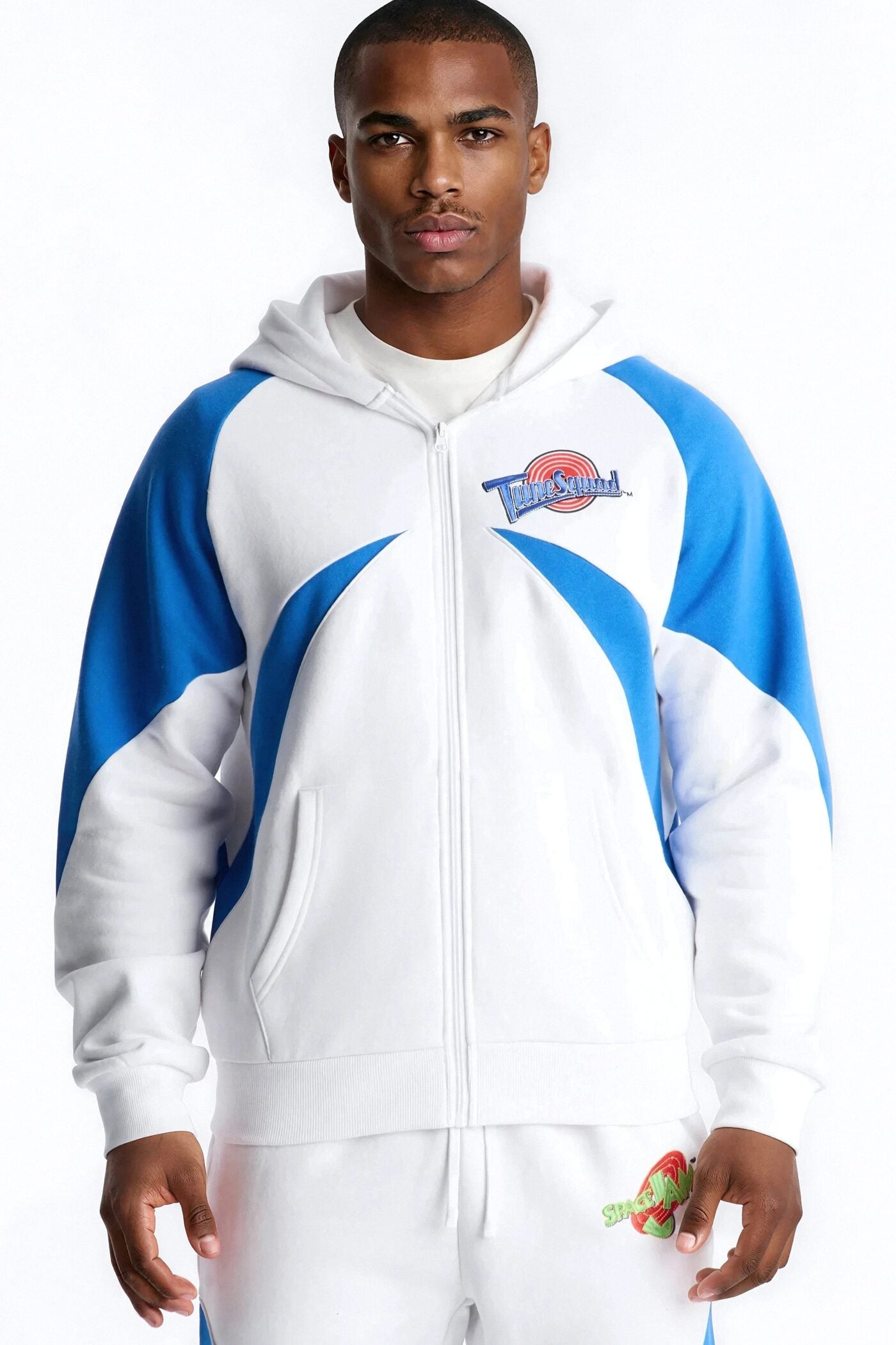 Space Jam Toon Squad Paneled Zip Up Hoodie - White image 1