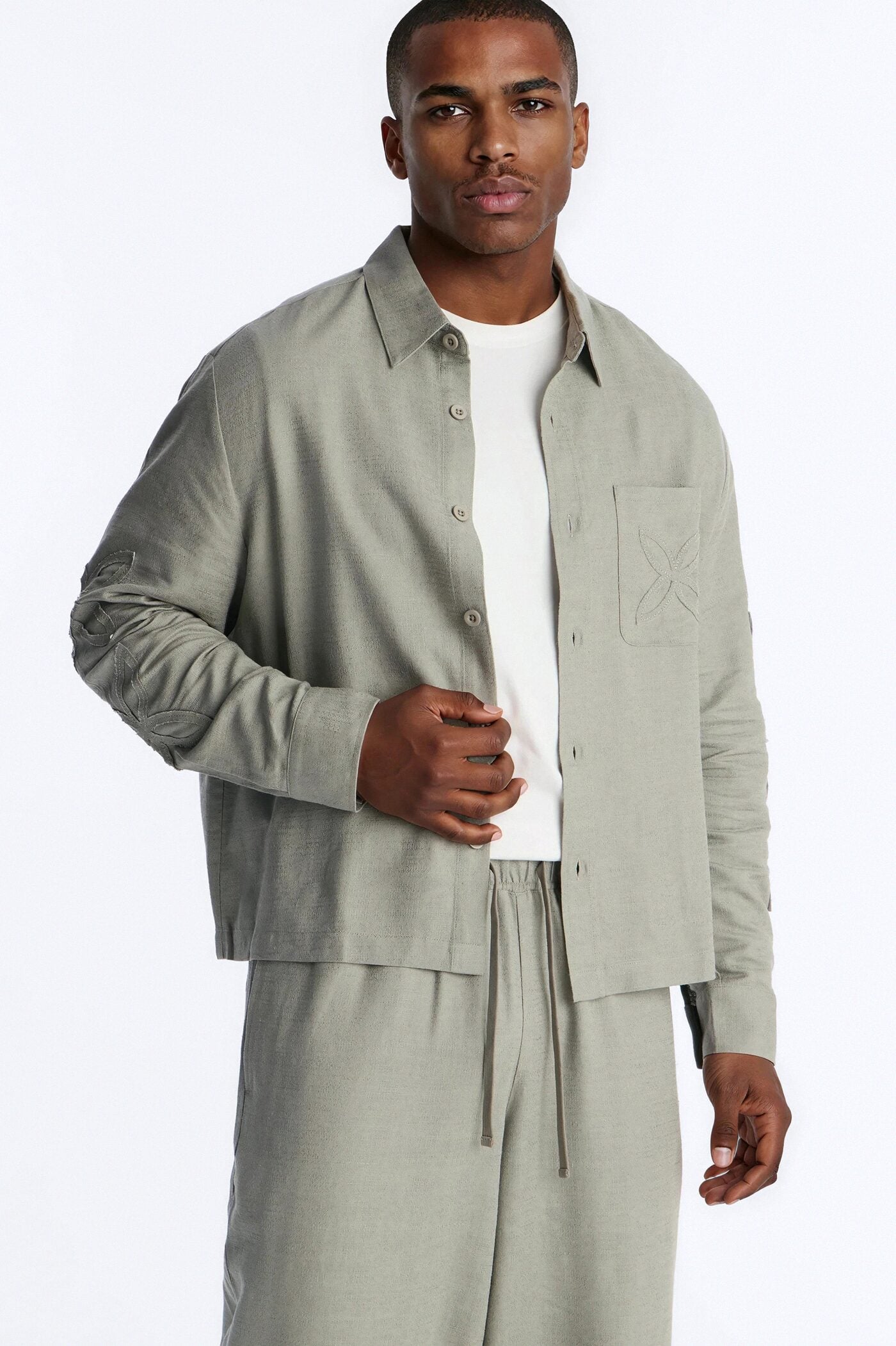 Tropical Fearless Button Up Shirt - Sage image 1