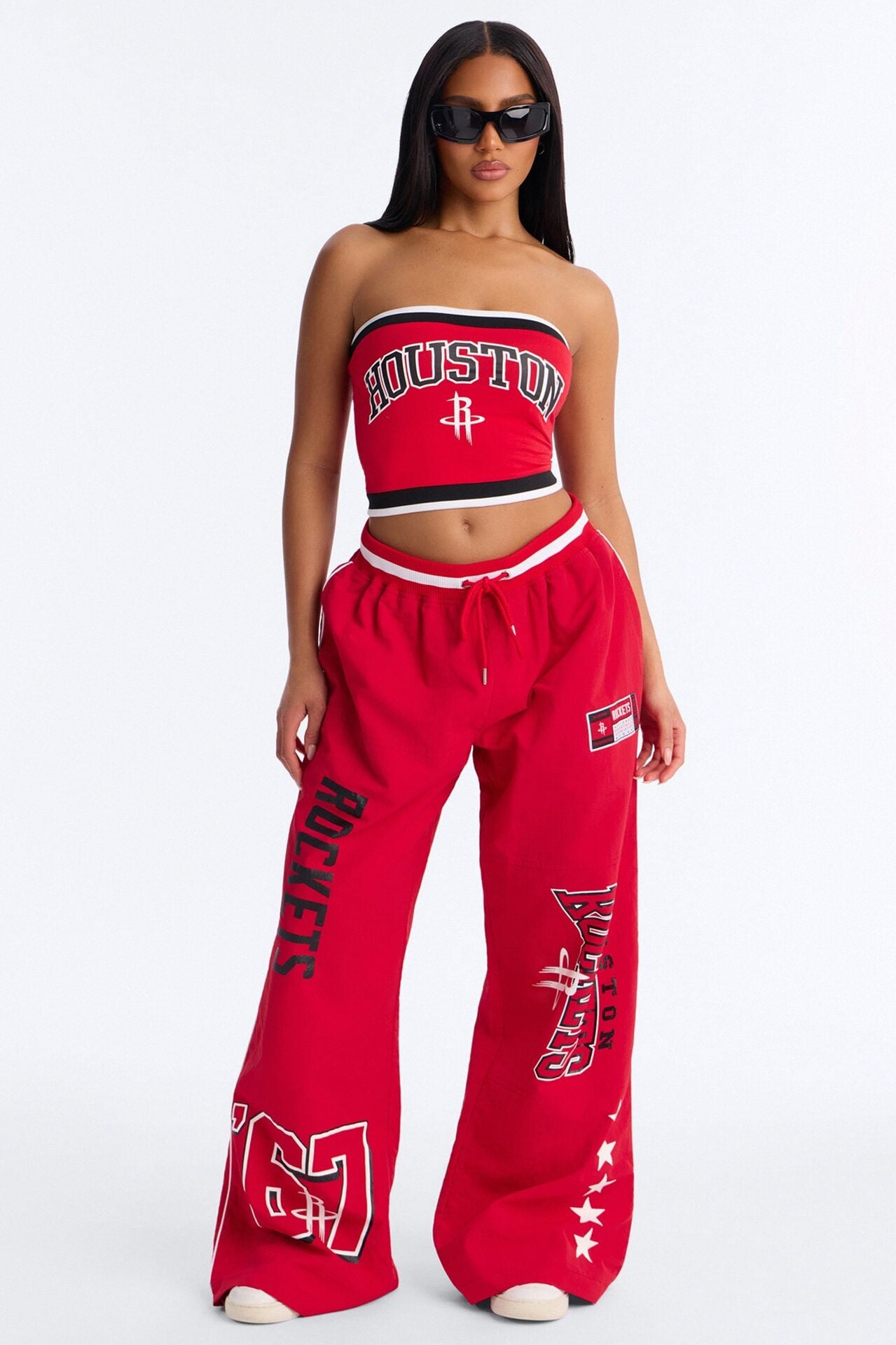 NBA Houston Rockets Patchwork Cargo Wide Leg Pant - Red image 1