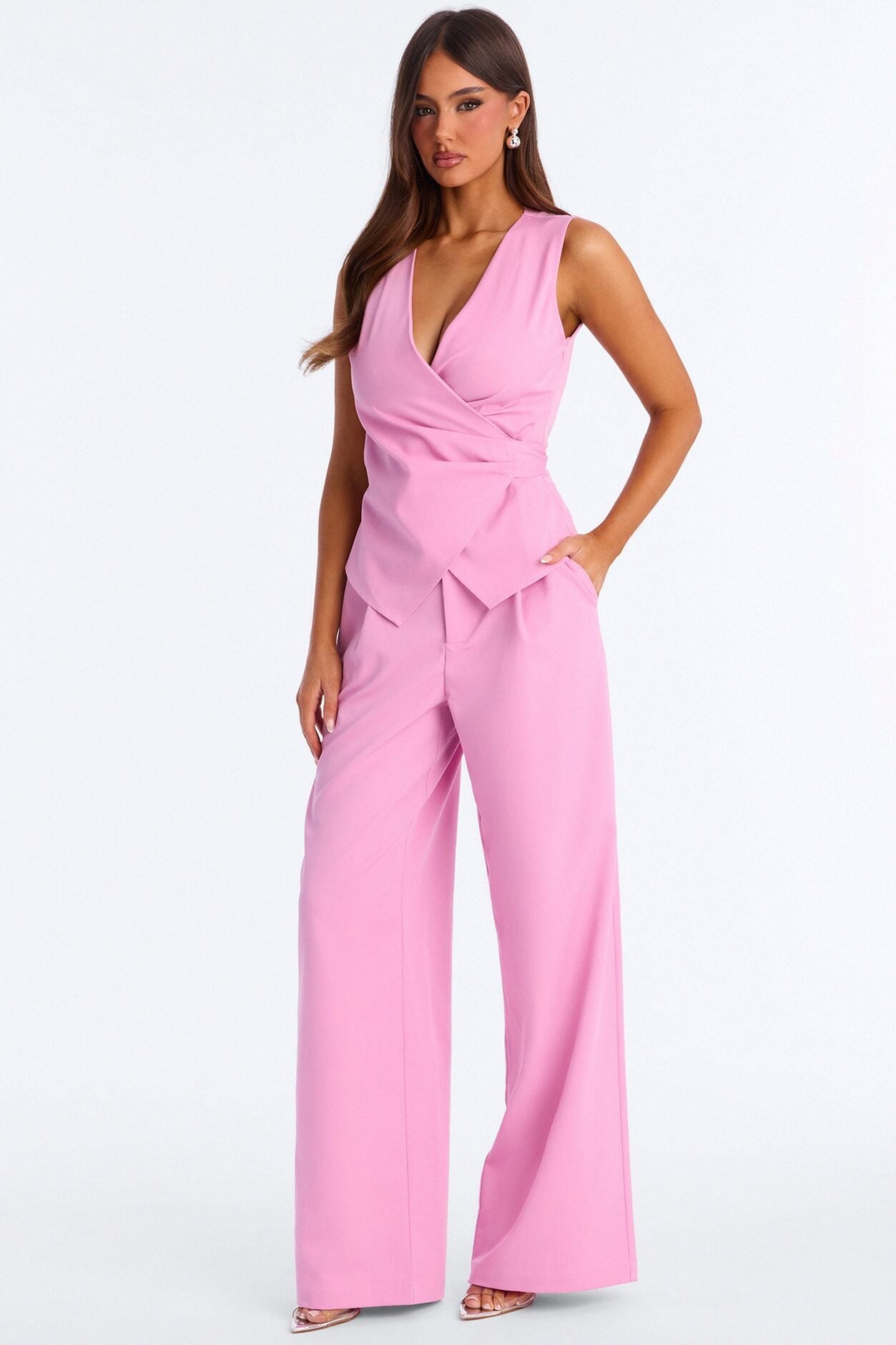 Sarah Fitted Vest Pant Set - Pink image 1